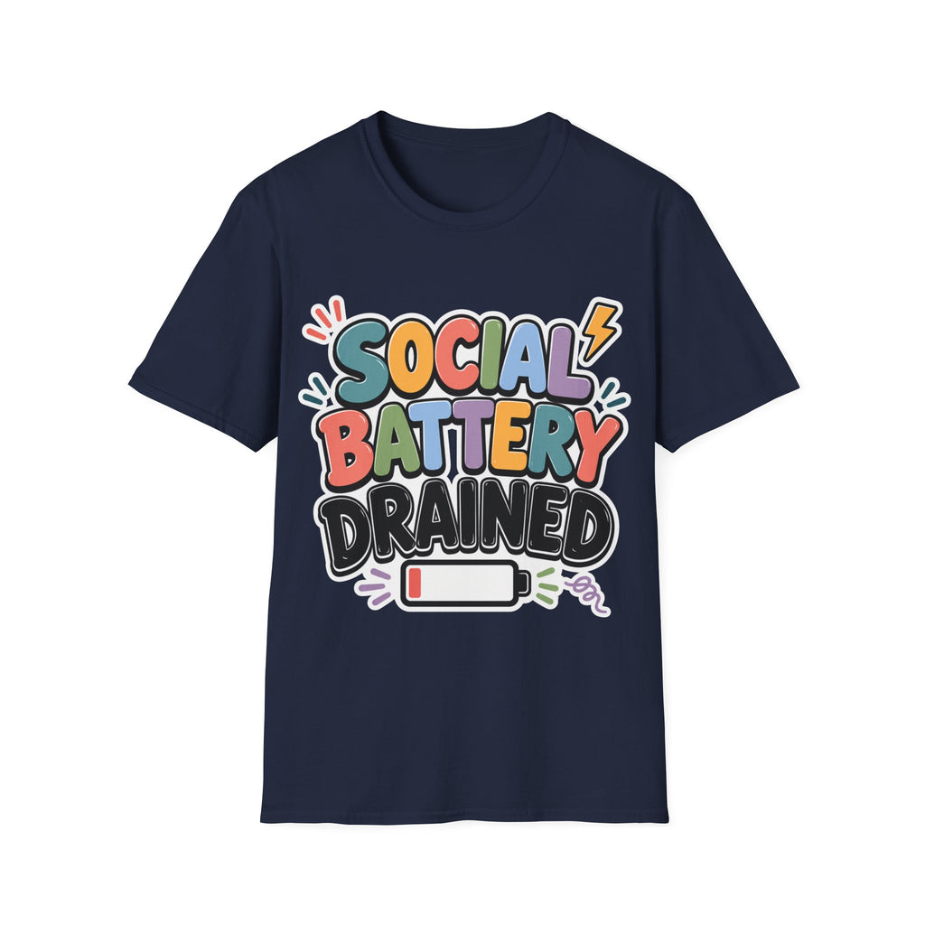 Social Battery Drained T-Shirt — Funny Introvert Graphic Tee