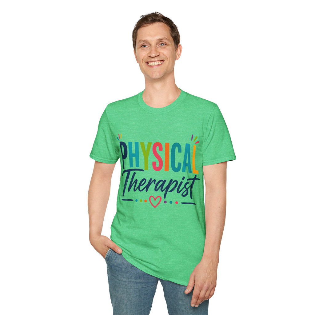 Physical Therapist Shirt | Colorful Typography Heart T-Shirt | Physical Therapy Gift | Healthcare Professional Apparel | Therapist Shirt