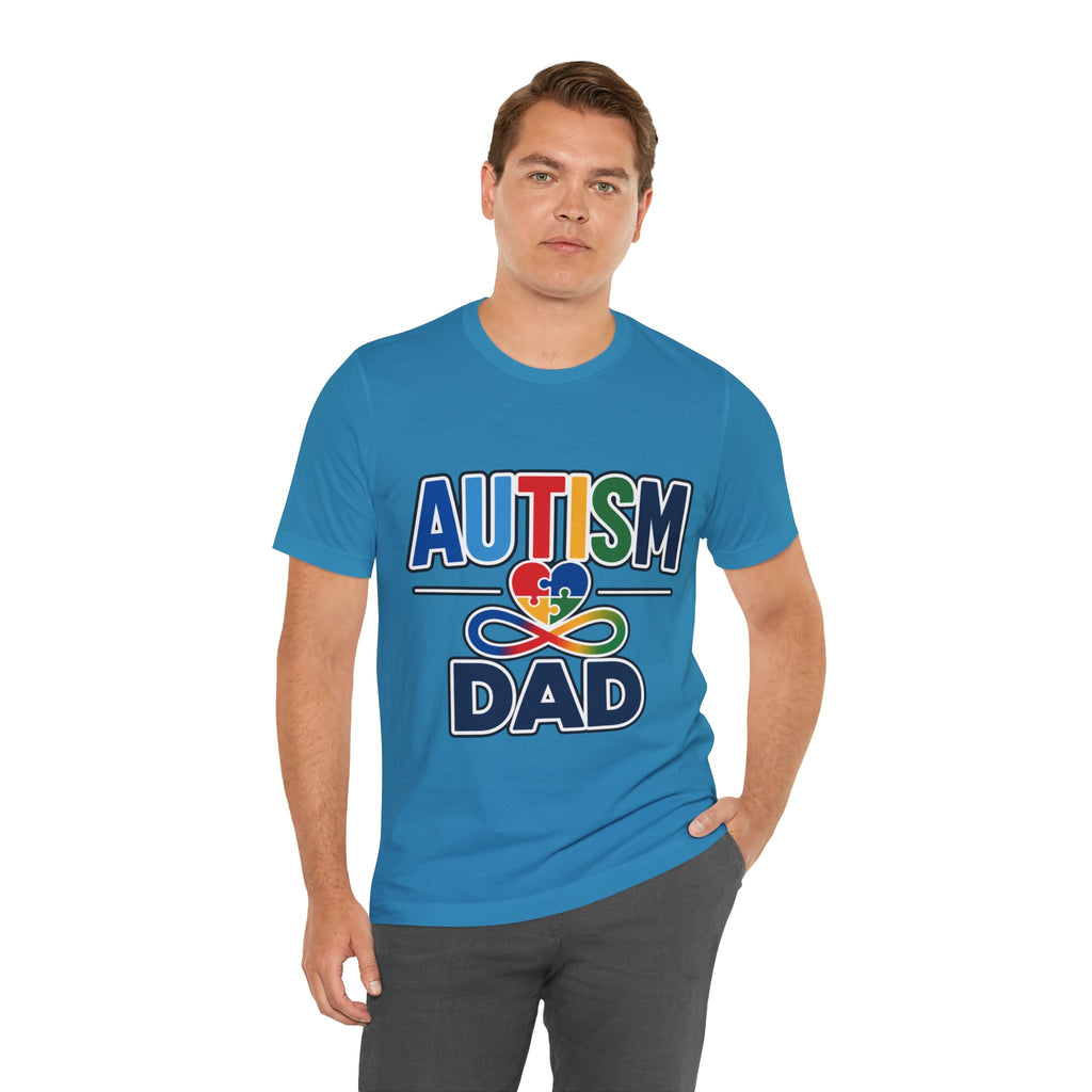 Autism Dad Shirt | Proud Autism Father T-Shirt | Colorful Puzzle Heart Infinity Design | Autism Awareness Gift for Dad | Autism Acceptance Tee
