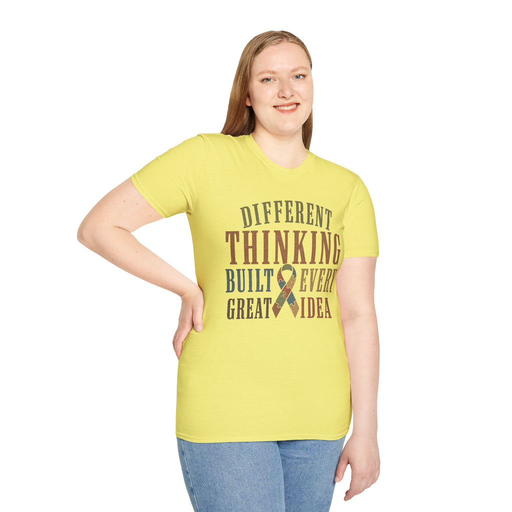 Different Thinking Built Every Great Idea T-Shirt | Autism Awareness Ribbon