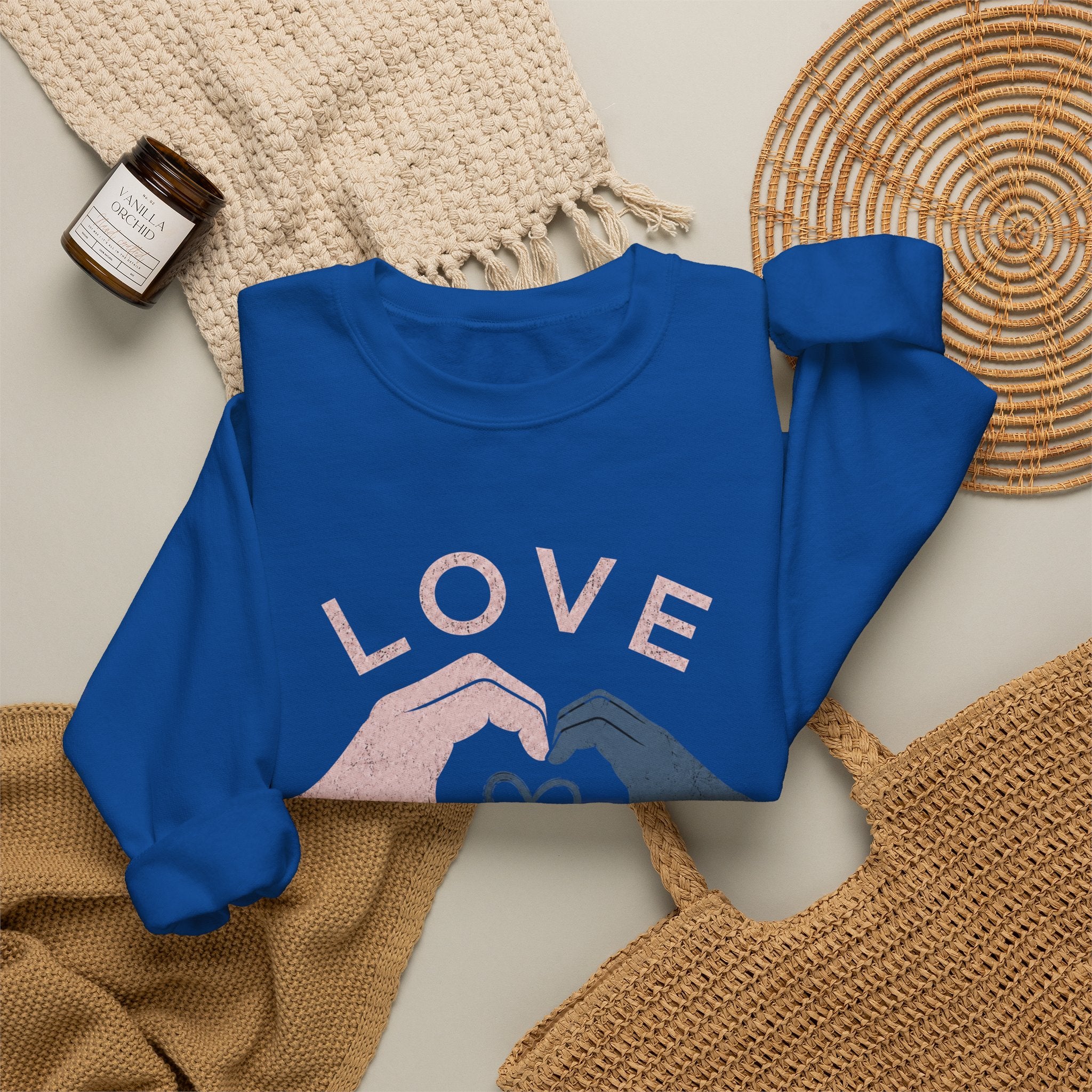Autism Acceptance Sweatshirt | Love Makes Us Strong Crewneck | Heart Hands Sweatshirt | Neurodiversity Gift | Inclusion Apparel