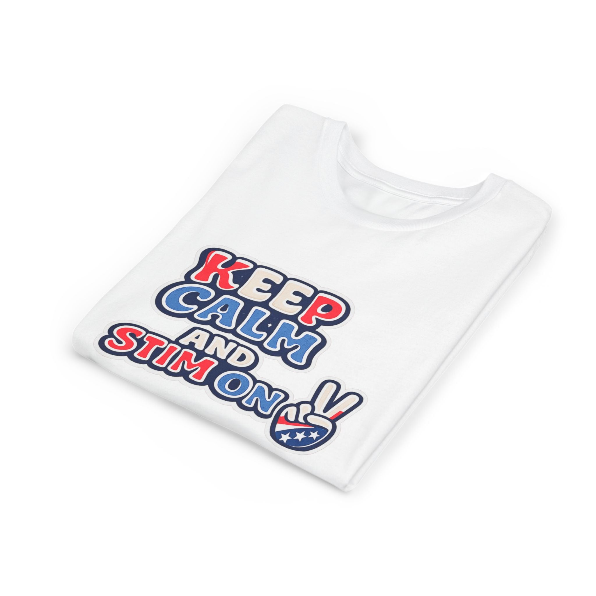 Keep Calm and Stim On Youth Shirt Autism Awareness T Shirt Peace Sign Tee Neurodivergent Kids Sensory Shirt Special Needs Gift