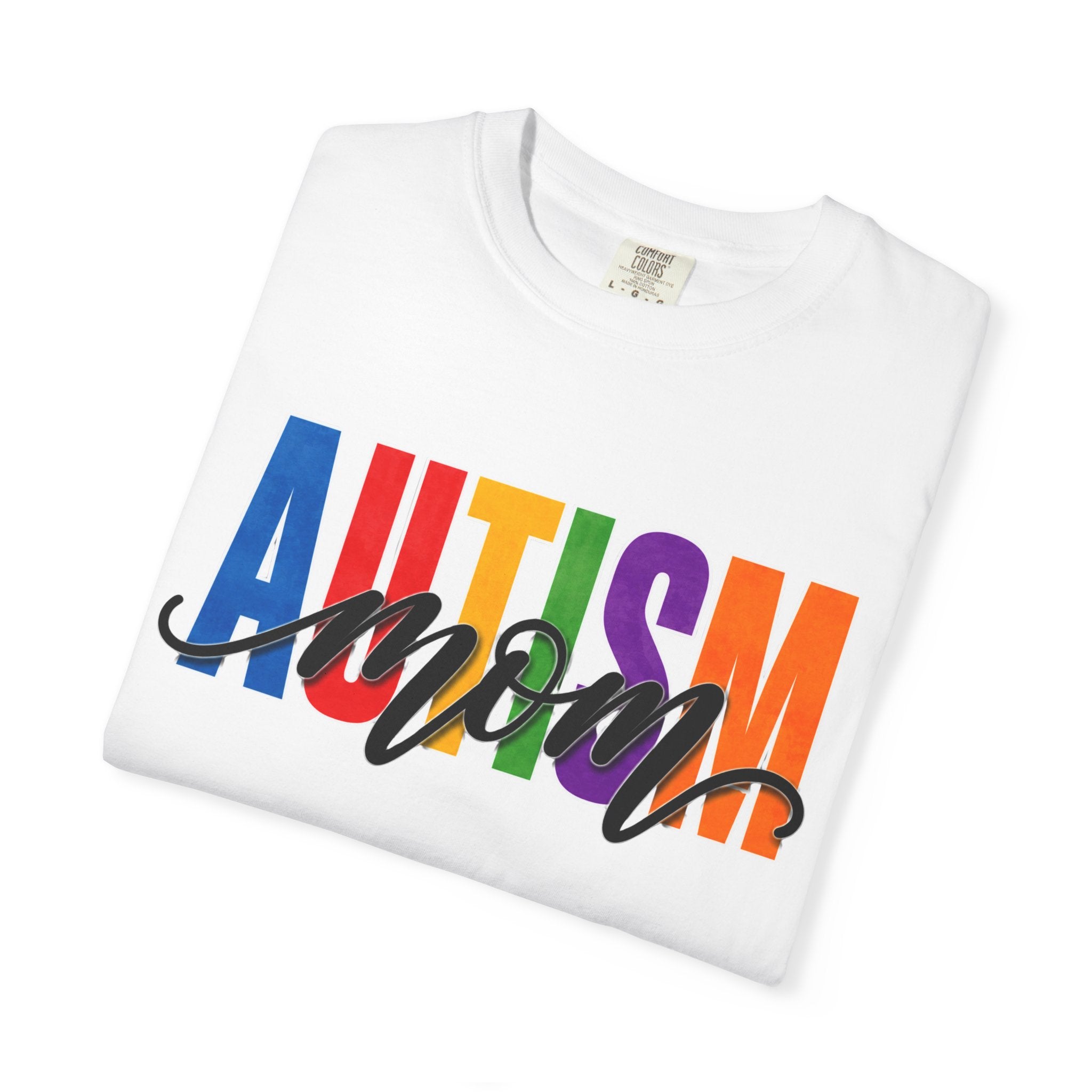 Autism Mom Shirt Autism Mom T Shirt Rainbow Block Letter Tee Script Mom Graphic Autism Awareness Autism Acceptance Gift for Mom