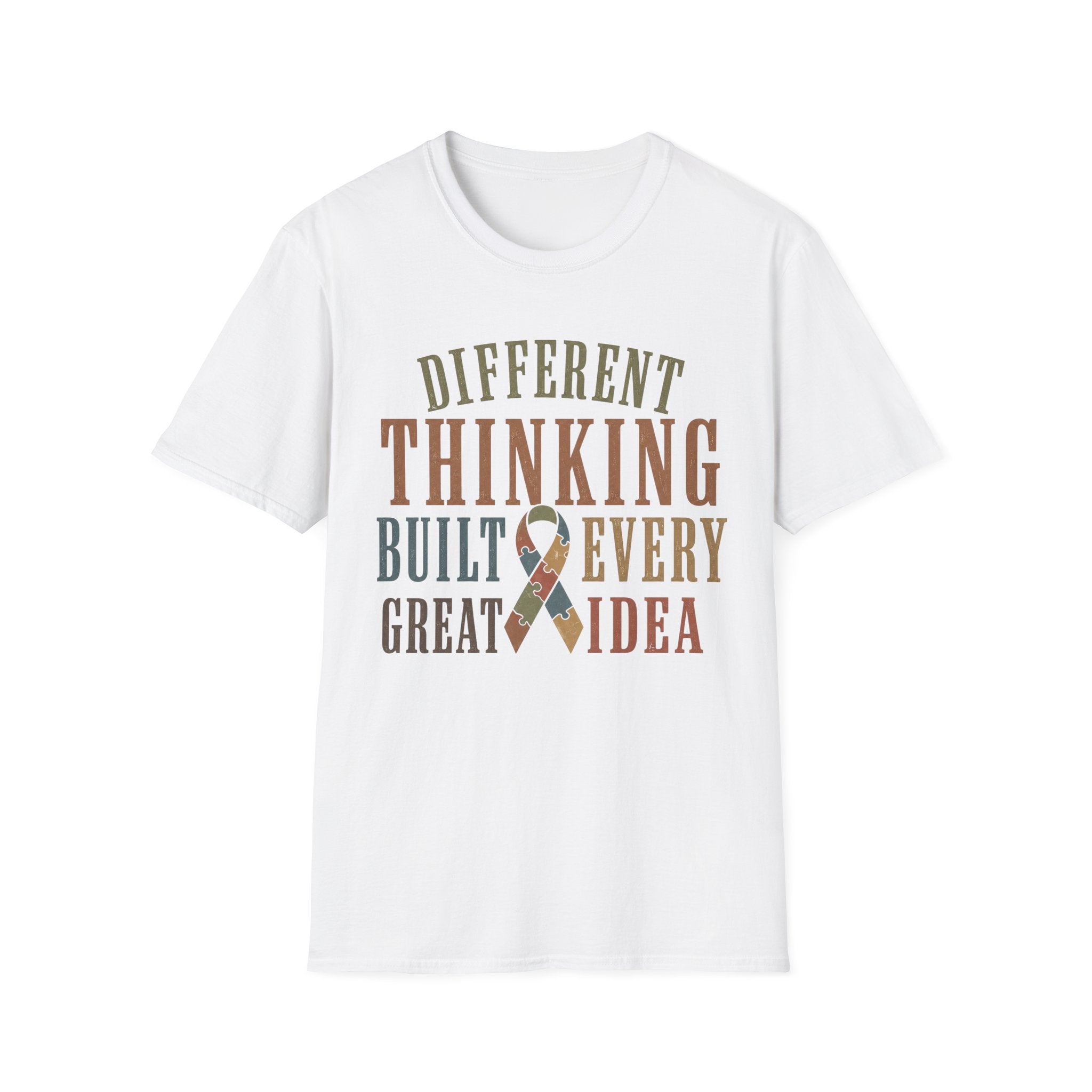 Different Thinking Built Every Great Idea T-Shirt | Autism Awareness Ribbon