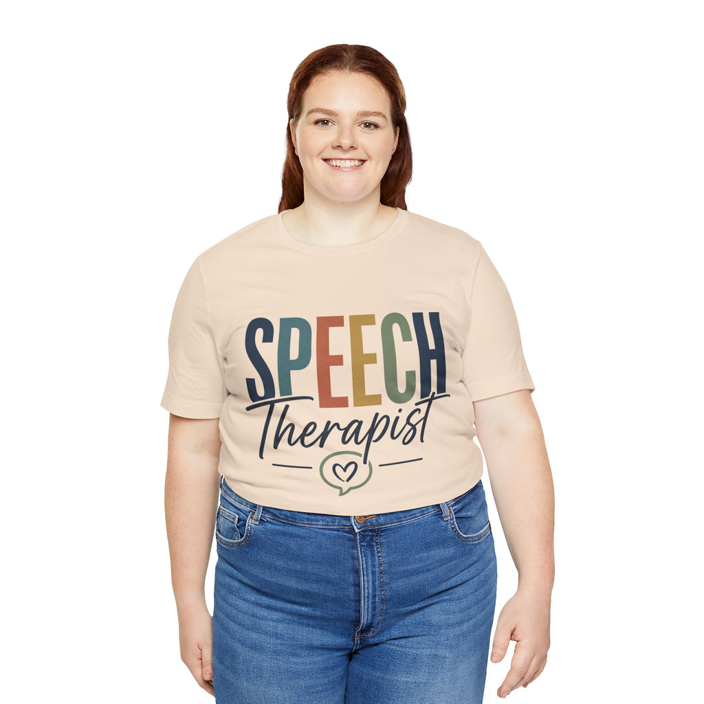 Speech Therapist Shirt | SLP T-Shirt | Heart Typography Graphic Tee | Speech Language Pathologist Gift | Therapist Appreciation Apparel
