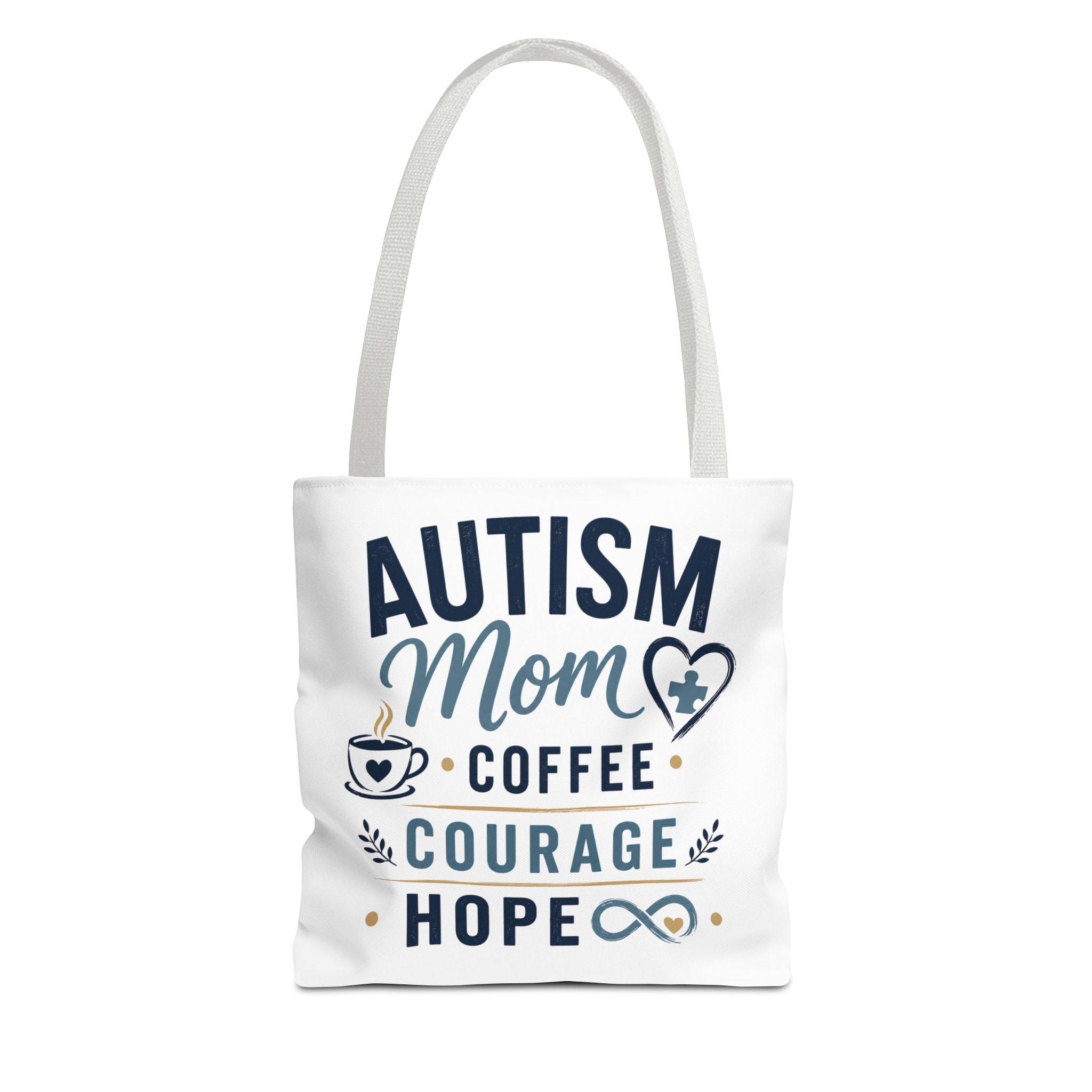 Autism Mom Coffee Courage Hope Tote Bag | Autism Acceptance Gift for Mom | Neurodiversity Canvas Tote | Special Needs Mom Bag