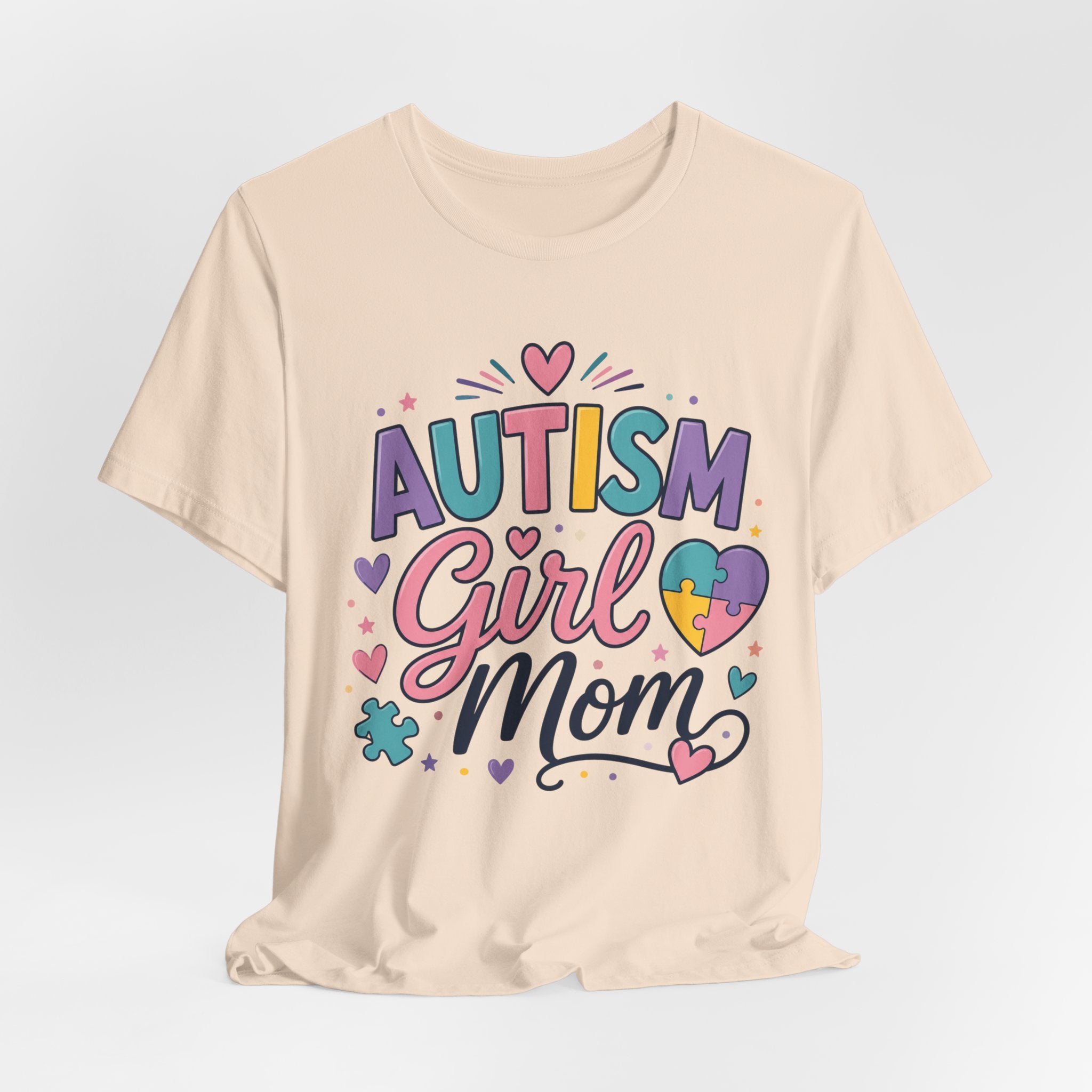 Autism Girl Mom T-Shirt | Puzzle Heart Mom Tee, Neurodiversity Support
