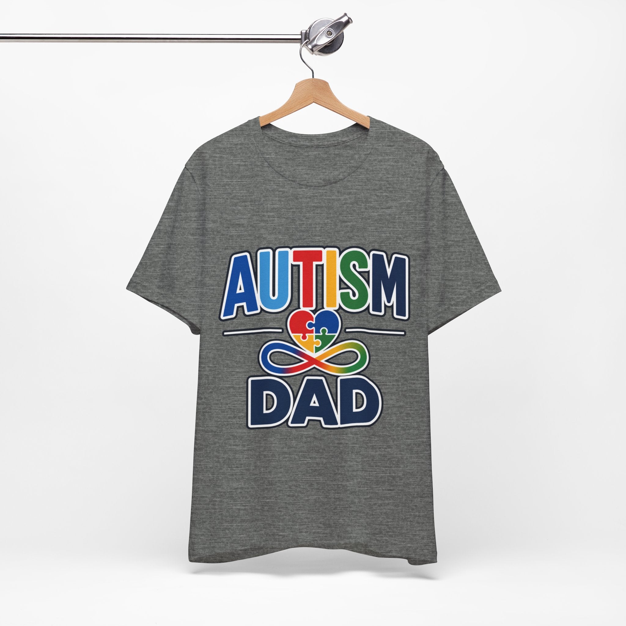 Autism Dad Shirt | Proud Autism Father T-Shirt | Colorful Puzzle Heart Infinity Design | Autism Awareness Gift for Dad | Autism Acceptance Tee