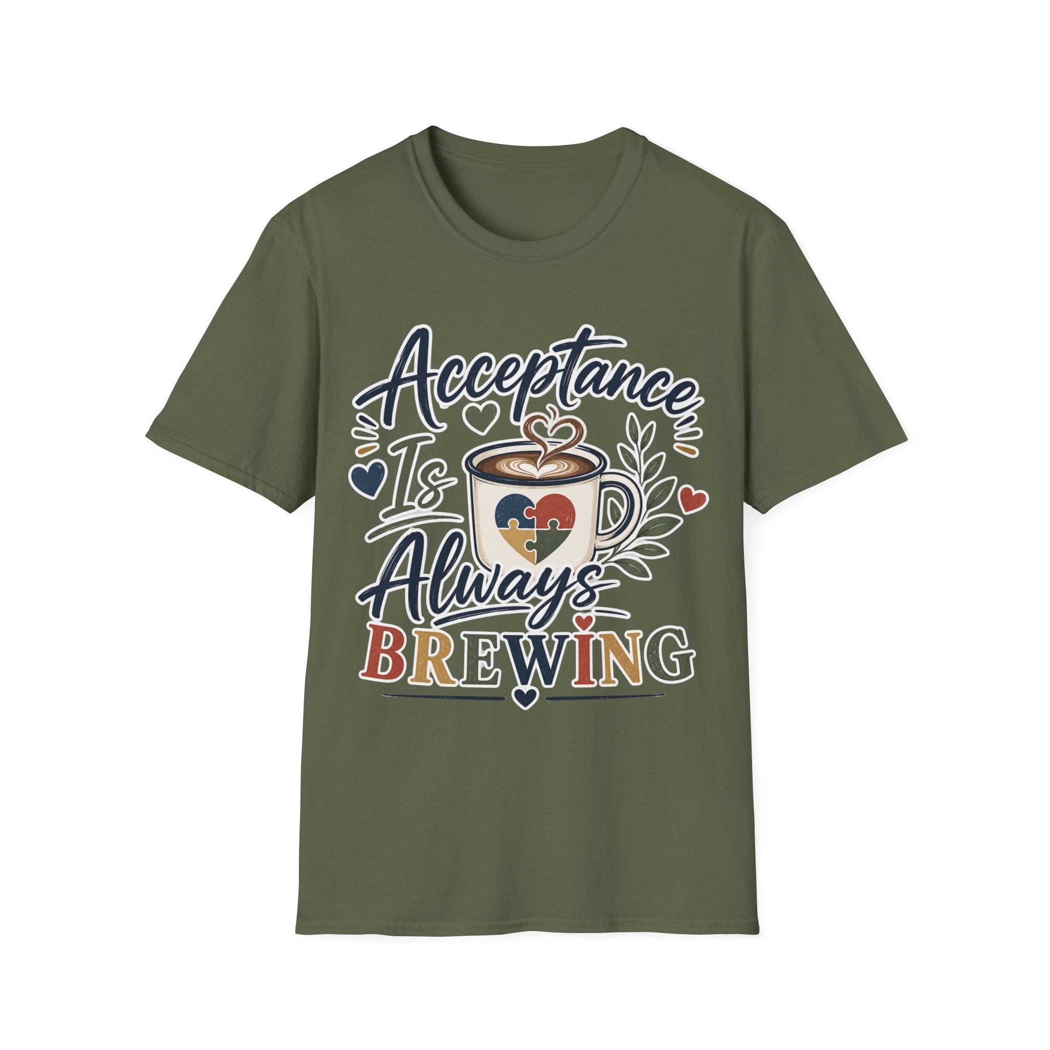 Acceptance Is Always Brewing Shirt | Coffee Lover T-Shirt | Autism Acceptance Tee | Inclusive Graphic Shirt | Barista Gift