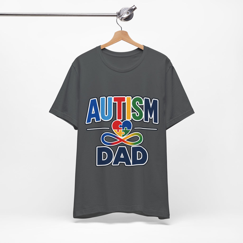 Autism Dad Shirt | Proud Autism Father T-Shirt | Colorful Puzzle Heart Infinity Design | Autism Awareness Gift for Dad | Autism Acceptance Tee