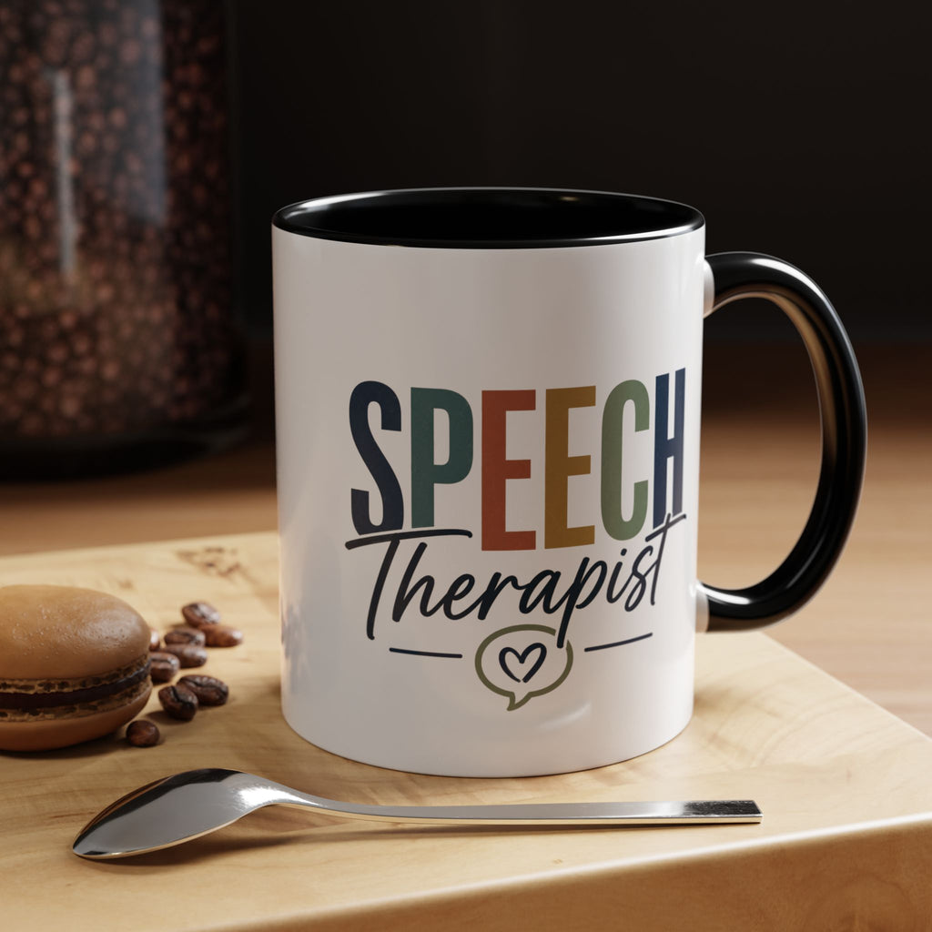 Speech Therapist Coffee Mug | Colorful Lettering Accent Mug