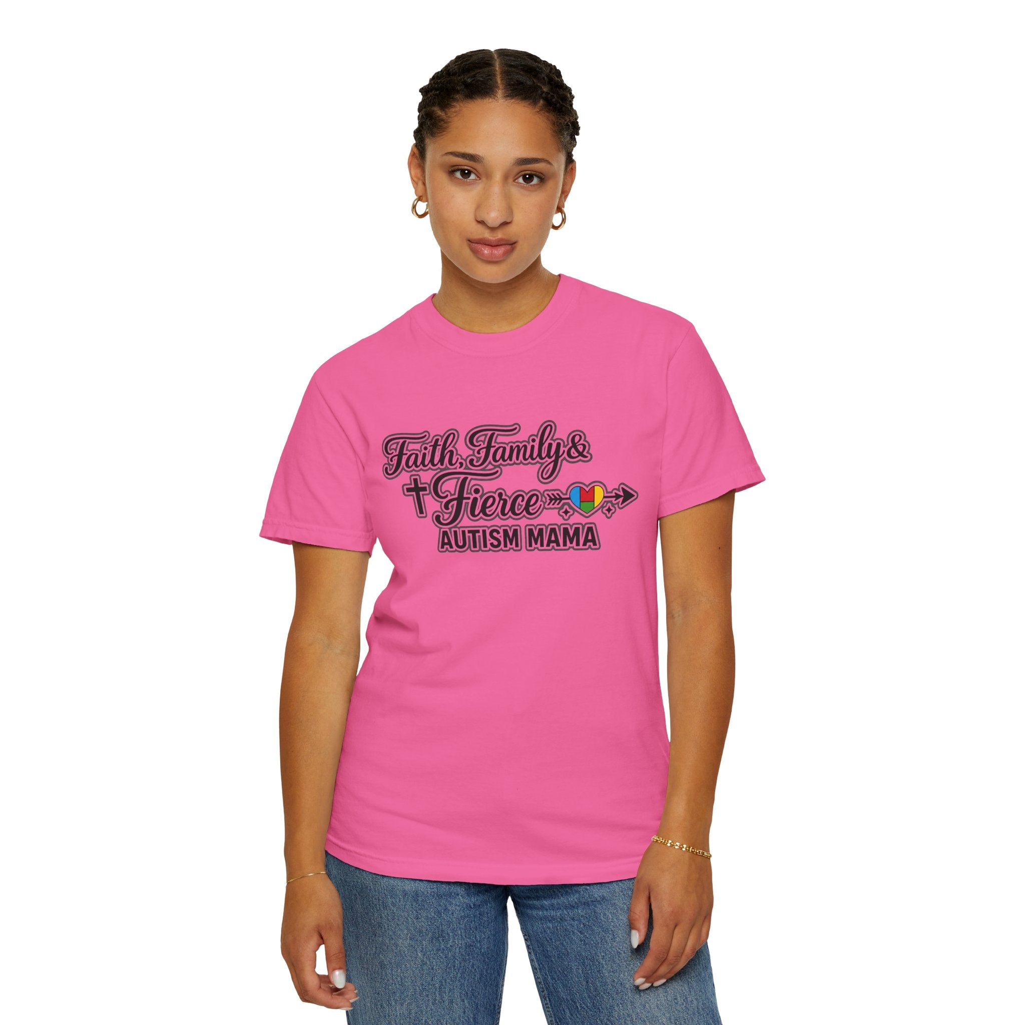 Faith Family Fierce Autism Mama Shirt, Autism Mom T-Shirt, Christian Autism Mom Gift, Fierce Mama Tee, Special Needs Mom Shirt