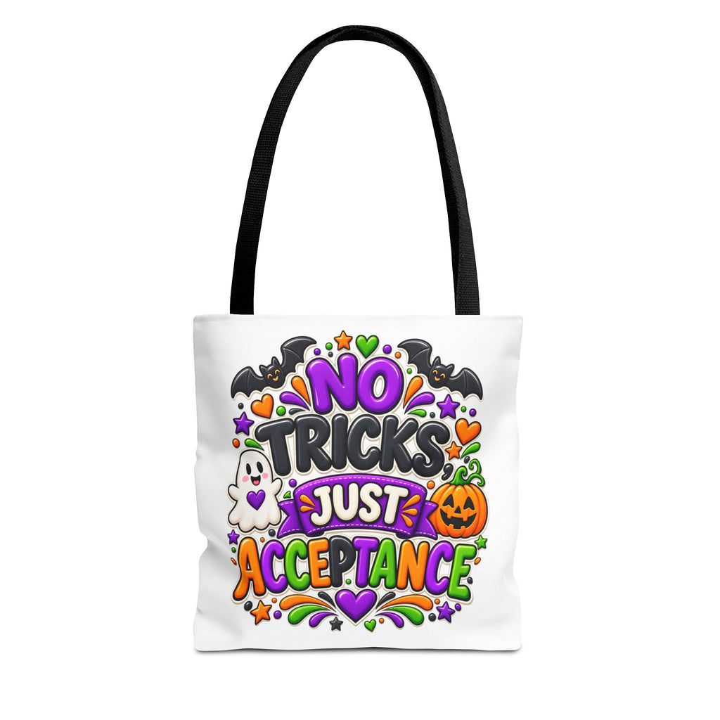 No Tricks Just Acceptance Tote Bag, Halloween Autism Awareness Bag, Autism Acceptance Canvas Tote, Inclusive Halloween Gift
