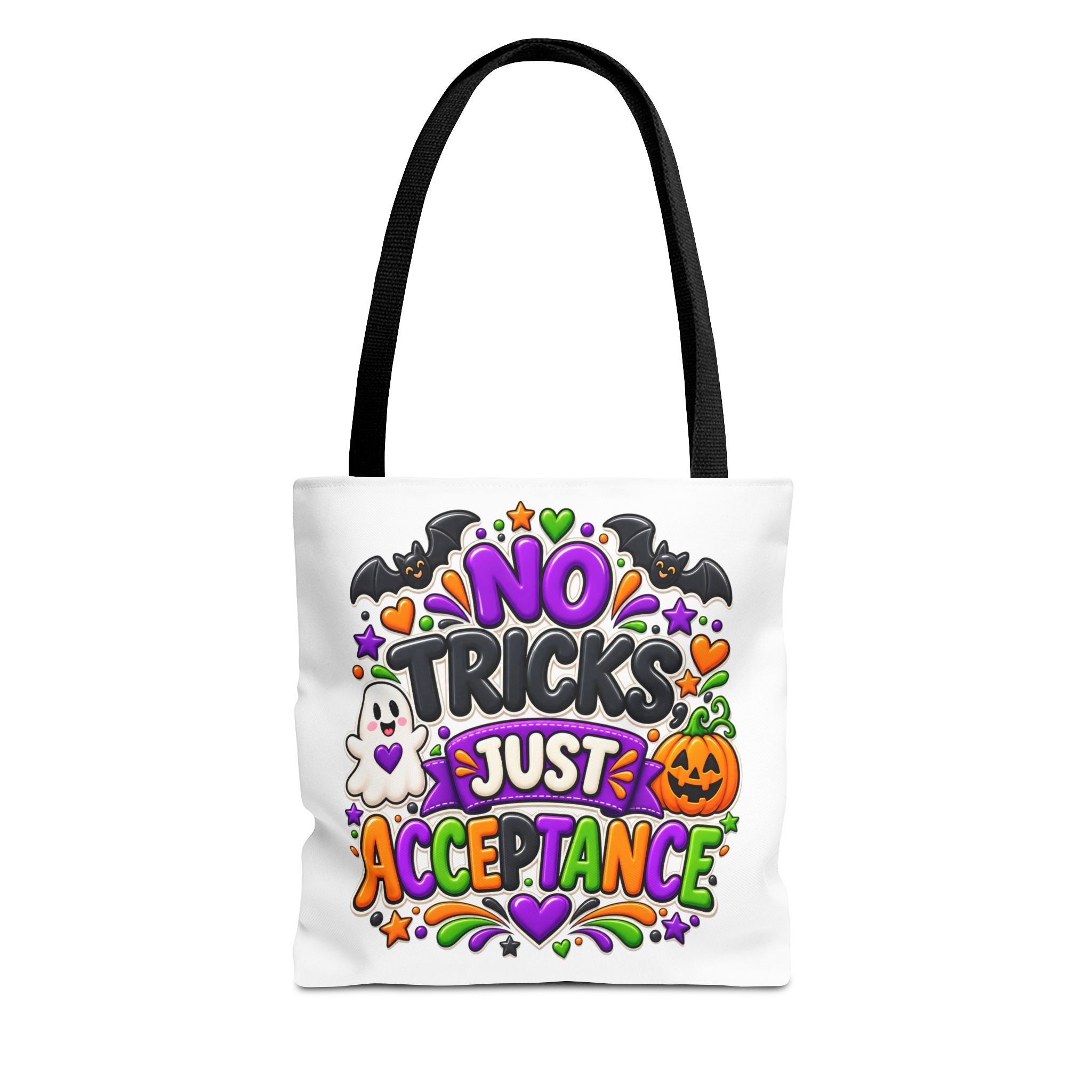 No Tricks Just Acceptance Tote Bag, Halloween Autism Awareness Bag, Autism Acceptance Canvas Tote, Inclusive Halloween Gift