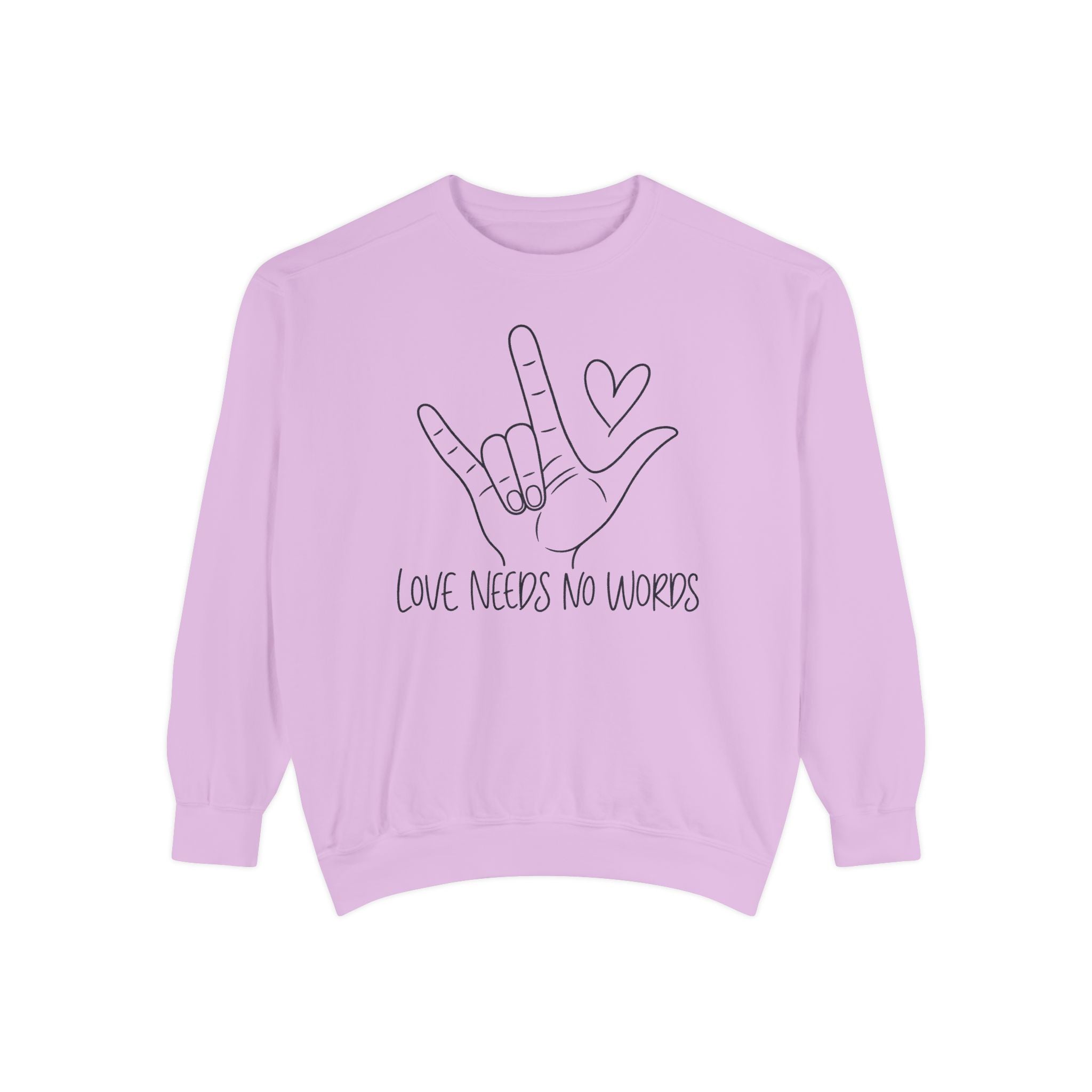 ASL Love Hand Sign Sweatshirt, Love Needs No Words Minimalist Line Art Hoodie, Autism Acceptance Sign Language Shirt, Nonverbal Gift