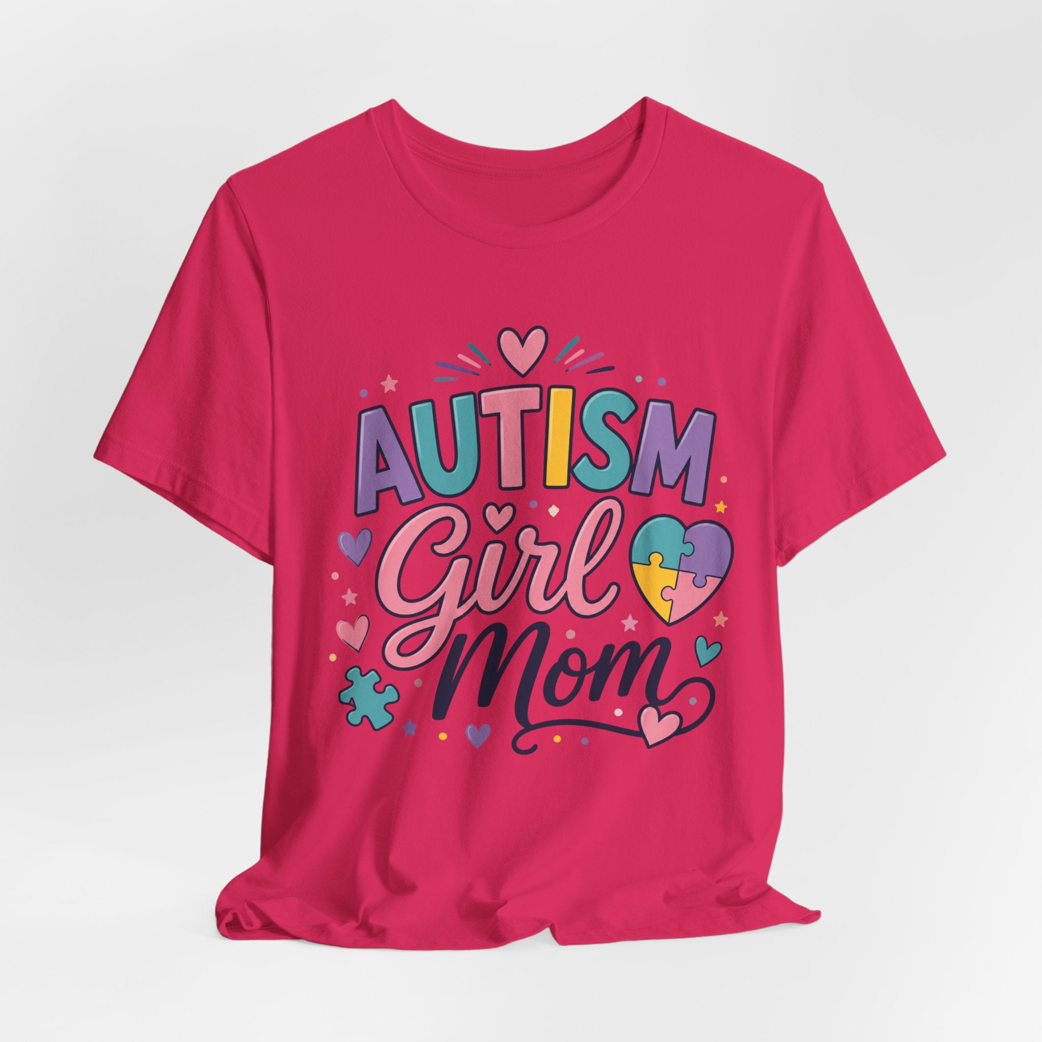 Autism Girl Mom T-Shirt | Puzzle Heart Mom Tee, Neurodiversity Support