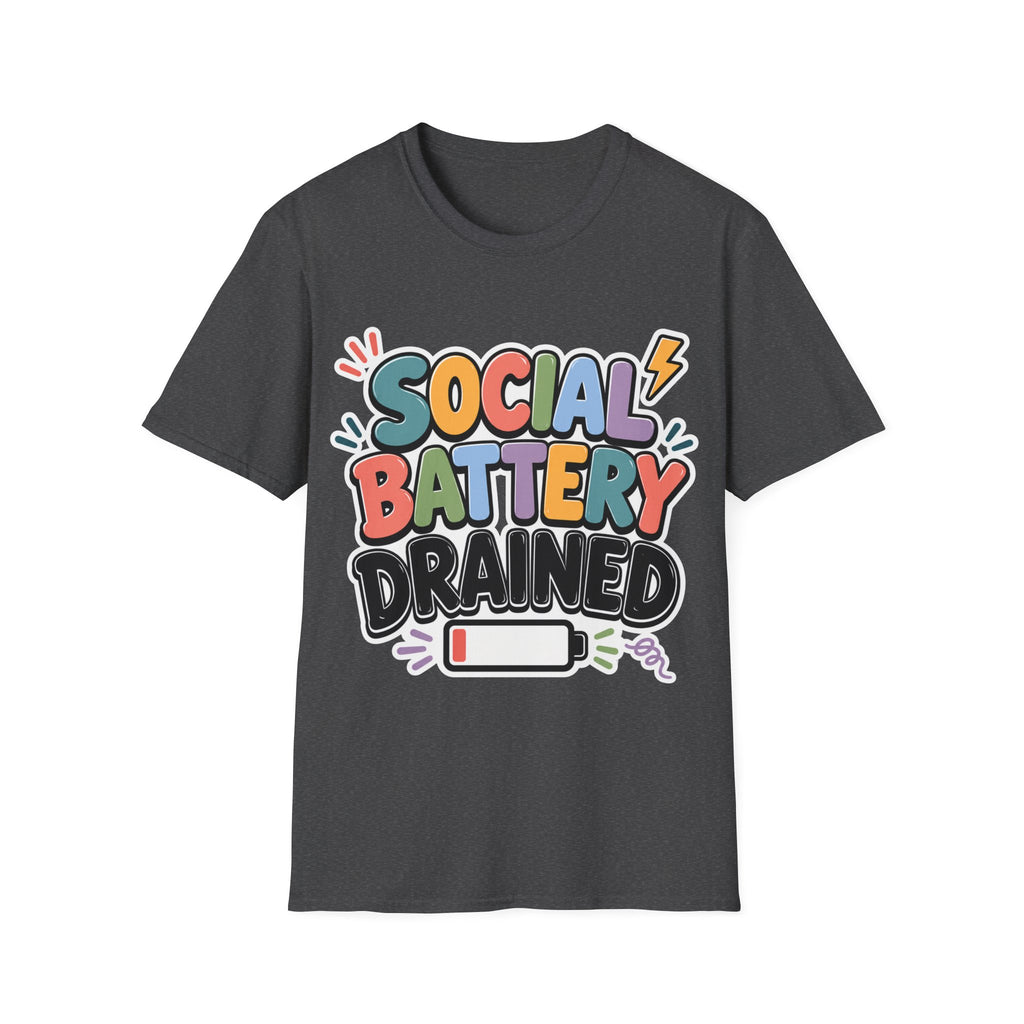 Social Battery Drained T-Shirt — Funny Introvert Graphic Tee