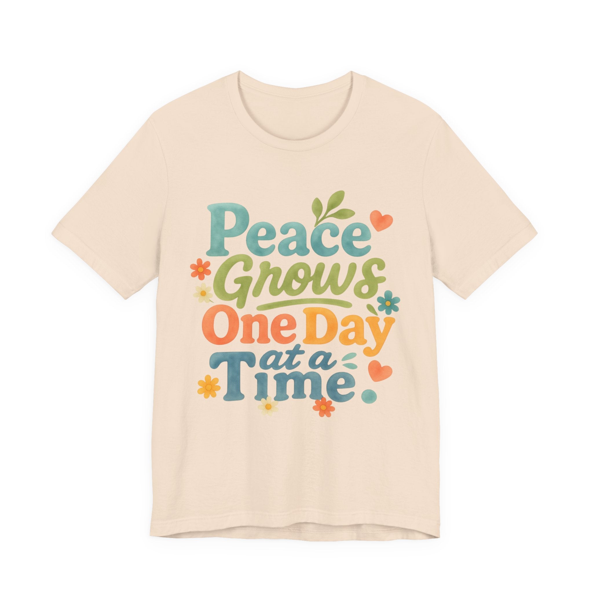 Peace Grows One Day at a Time Tee | Positive Quote Floral Typography