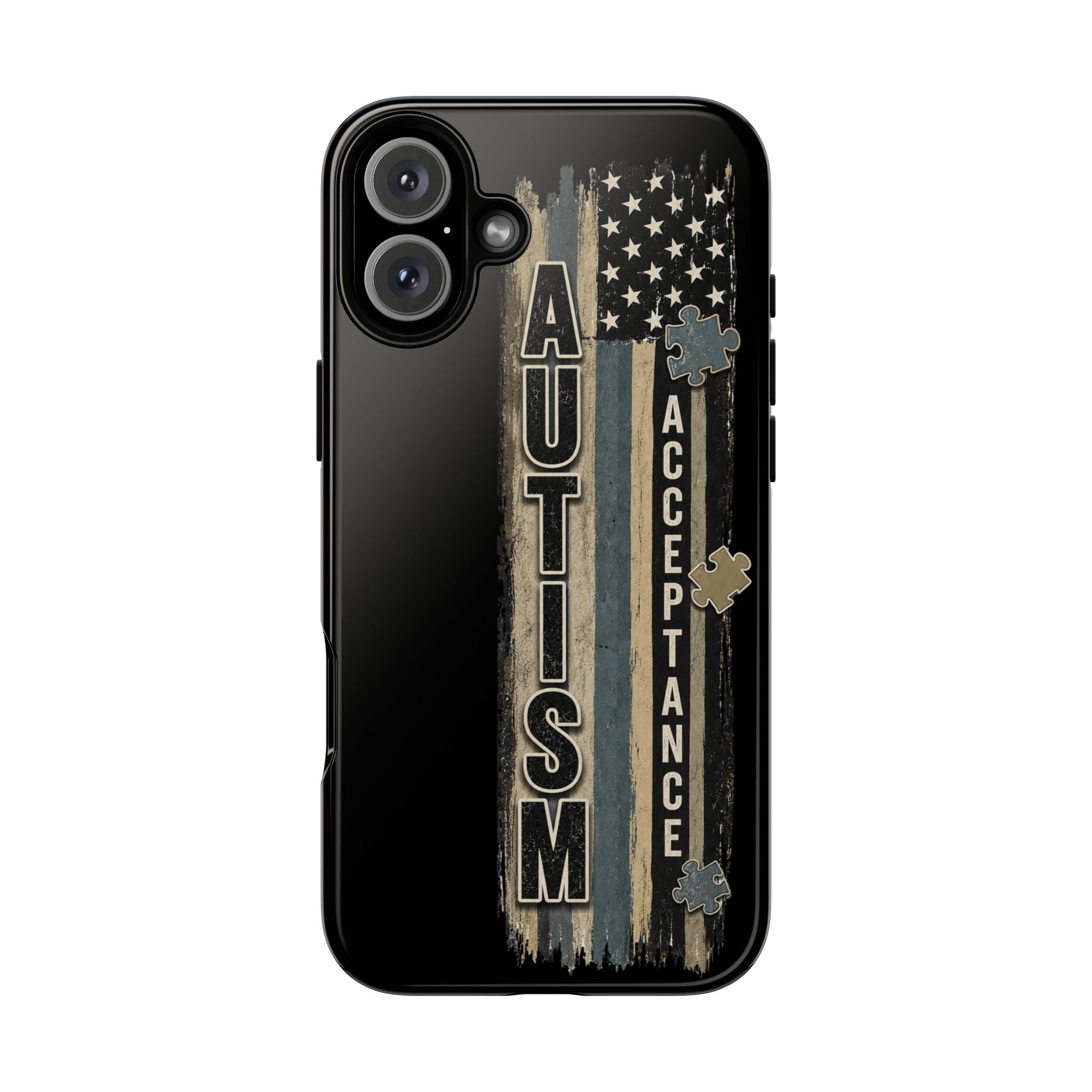 Autism Acceptance Phone Case Puzzle Piece Flag iPhone Samsung Tough Case Autism Awareness Neurodiversity Gift Special Needs Case