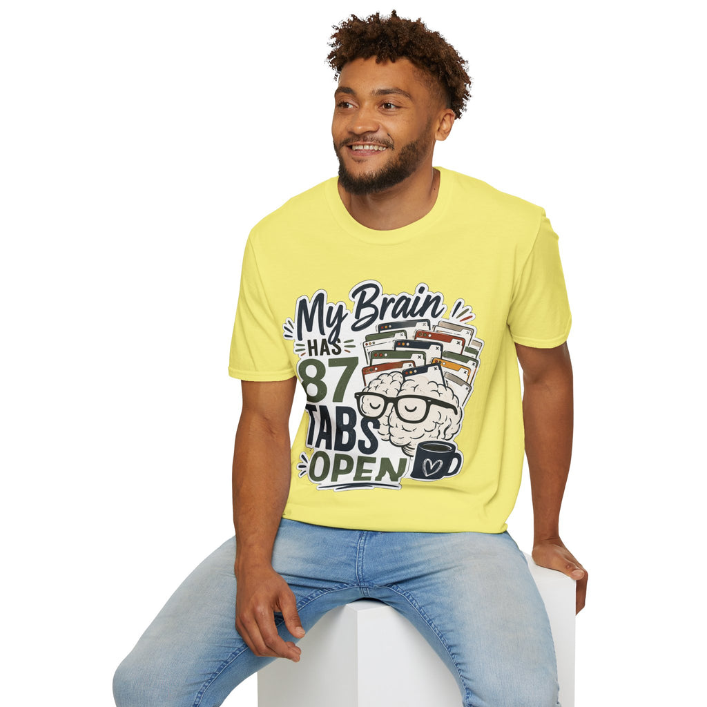 My Brain Has 87 Tabs Open Shirt | Funny ADHD T-Shirt | Overthinking Graphic Tee | Coffee Lover Shirt | Neurodivergent Humor | Mental Health