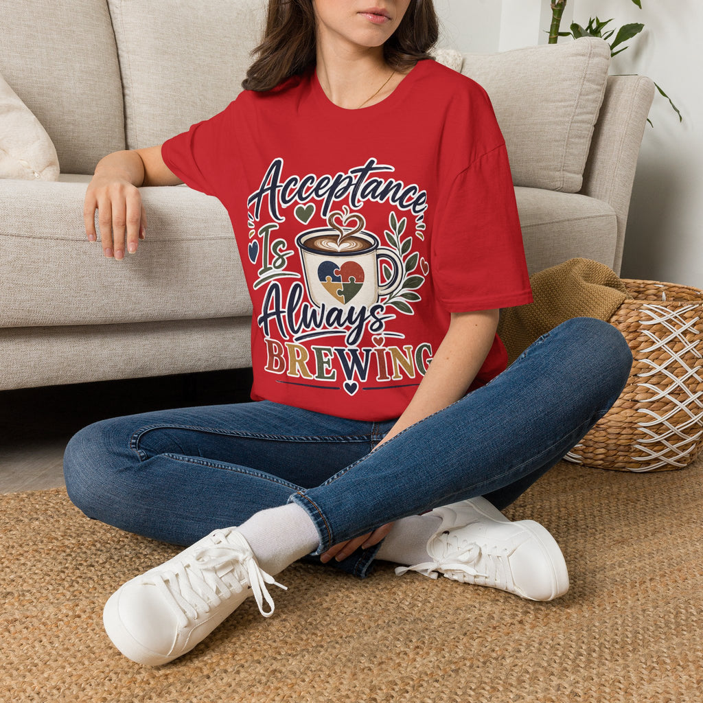 Acceptance Is Always Brewing Shirt | Coffee Lover T-Shirt | Autism Acceptance Tee | Inclusive Graphic Shirt | Barista Gift