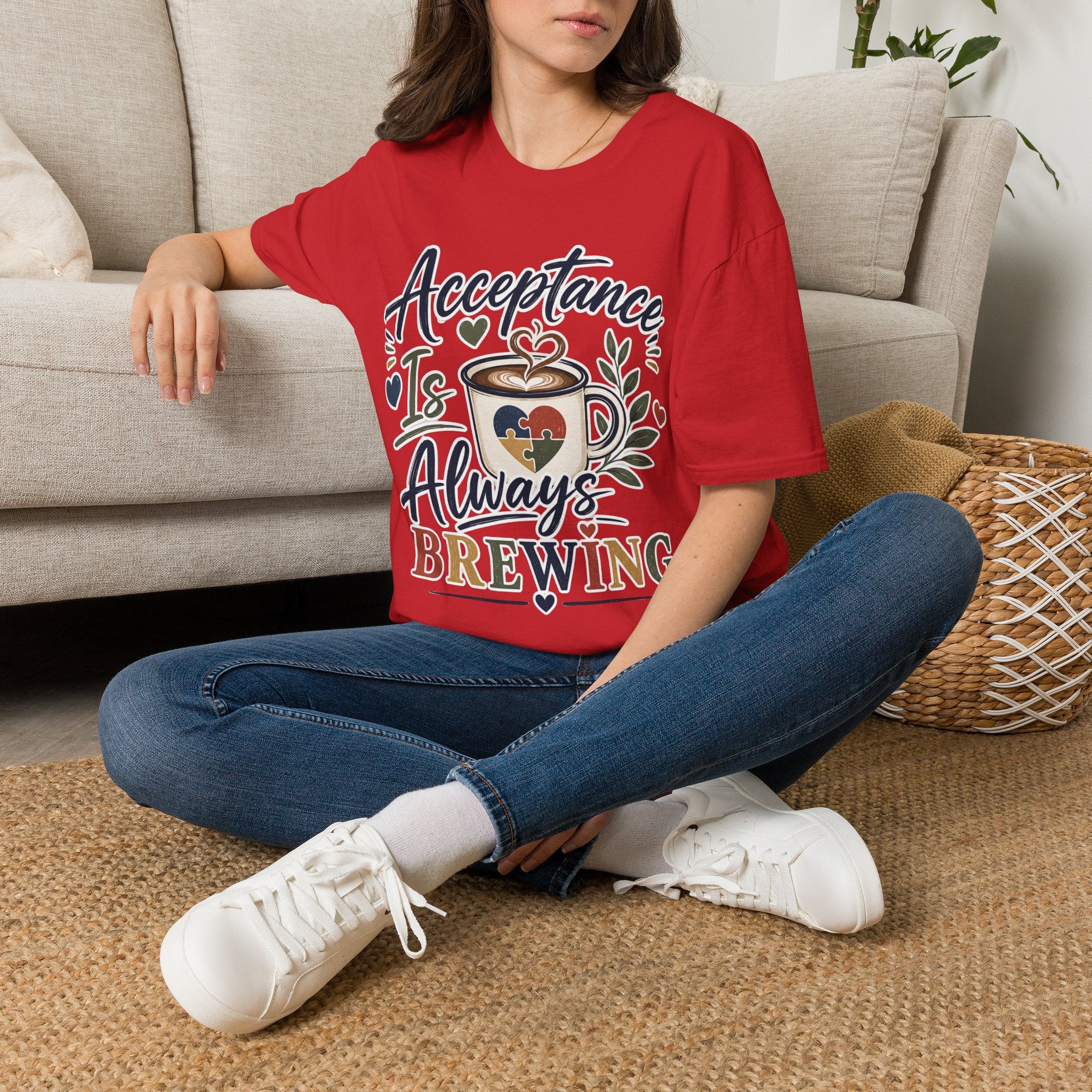 Acceptance Is Always Brewing Shirt | Coffee Lover T-Shirt | Autism Acceptance Tee | Inclusive Graphic Shirt | Barista Gift