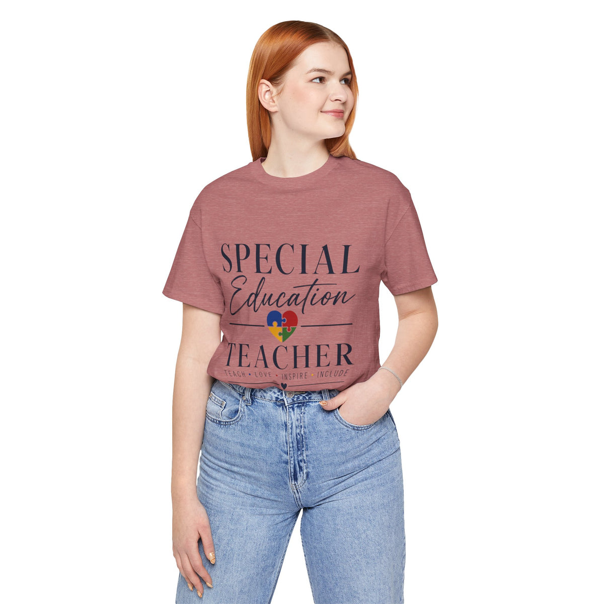 Special Education Teacher Shirt | Teach Love Inspire T-Shirt | Puzzle Heart Graphic Tee | Autism Acceptance Gift | Inclusive Teacher