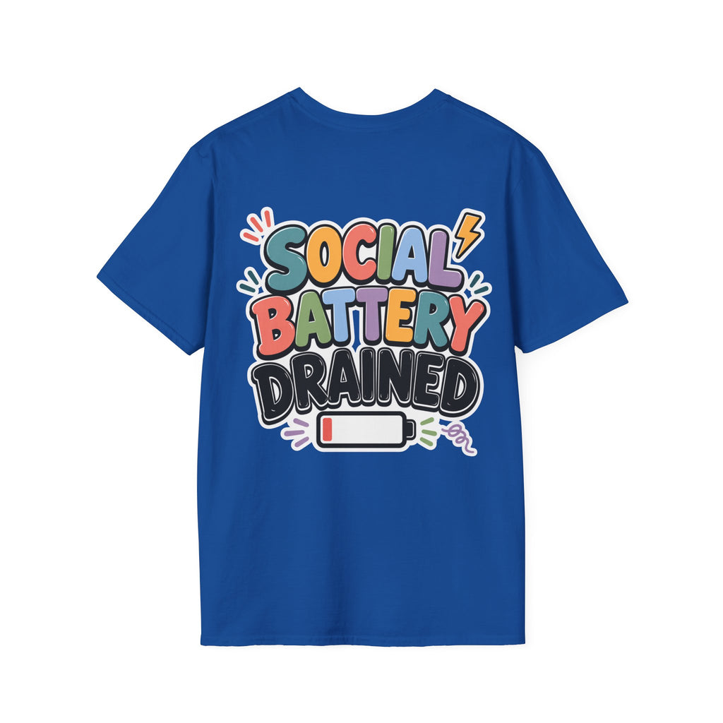 Social Battery Drained Shirt | Funny Introvert T-Shirt | Social Anxiety Graphic Tee | Mental Health Humor Shirt | Unisex Gift
