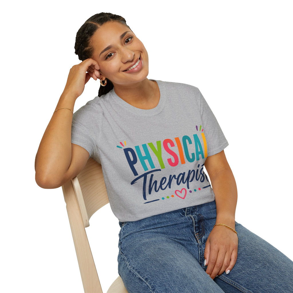 Physical Therapist Shirt | Colorful Typography Heart T-Shirt | Physical Therapy Gift | Healthcare Professional Apparel | Therapist Shirt