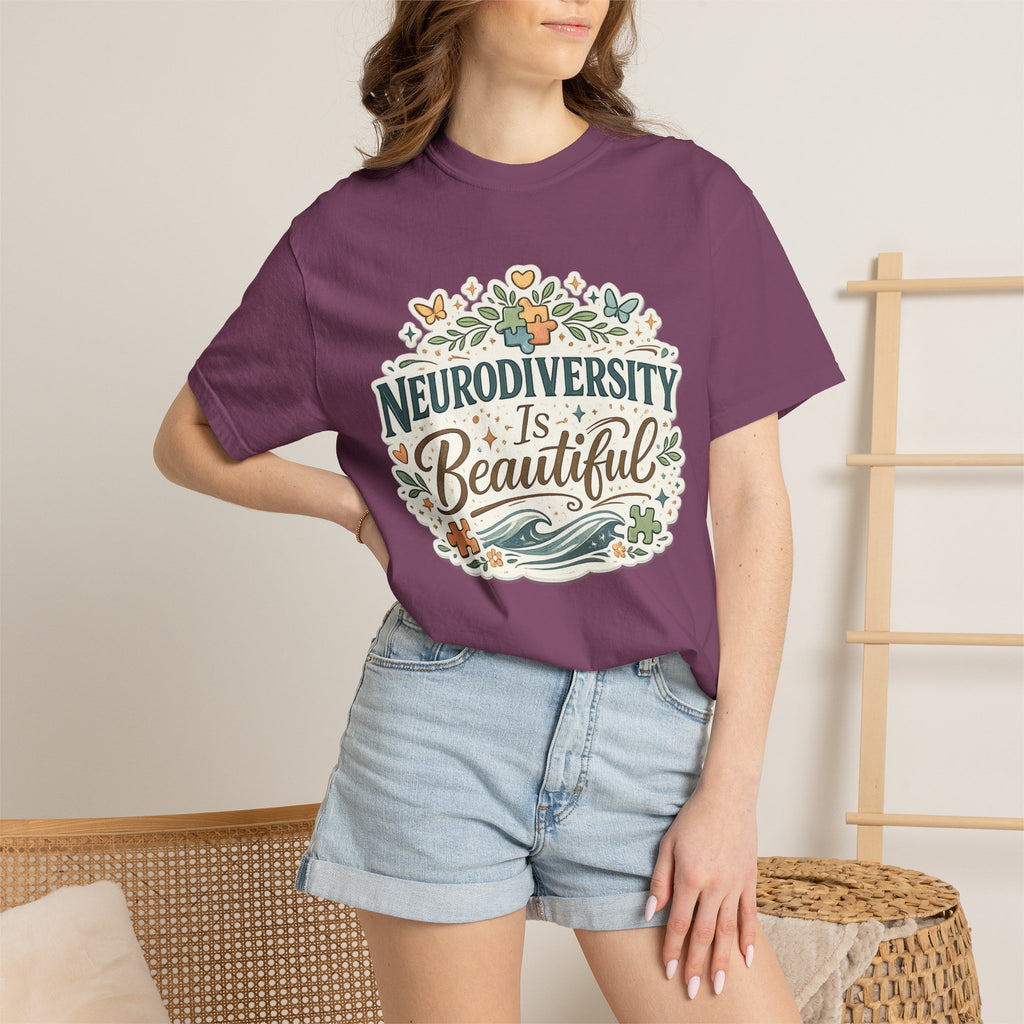Neurodiversity Is Beautiful T-shirt | Floral Wave Awareness Tee