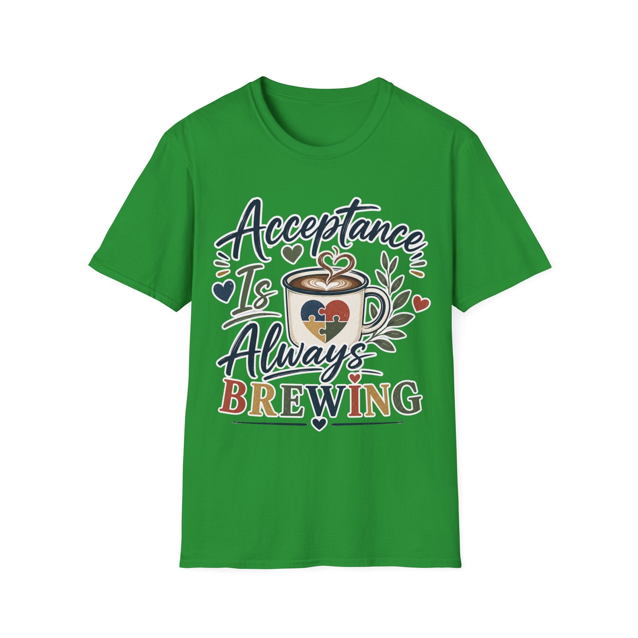 Acceptance Is Always Brewing Shirt | Coffee Lover T-Shirt | Autism Acceptance Tee | Inclusive Graphic Shirt | Barista Gift