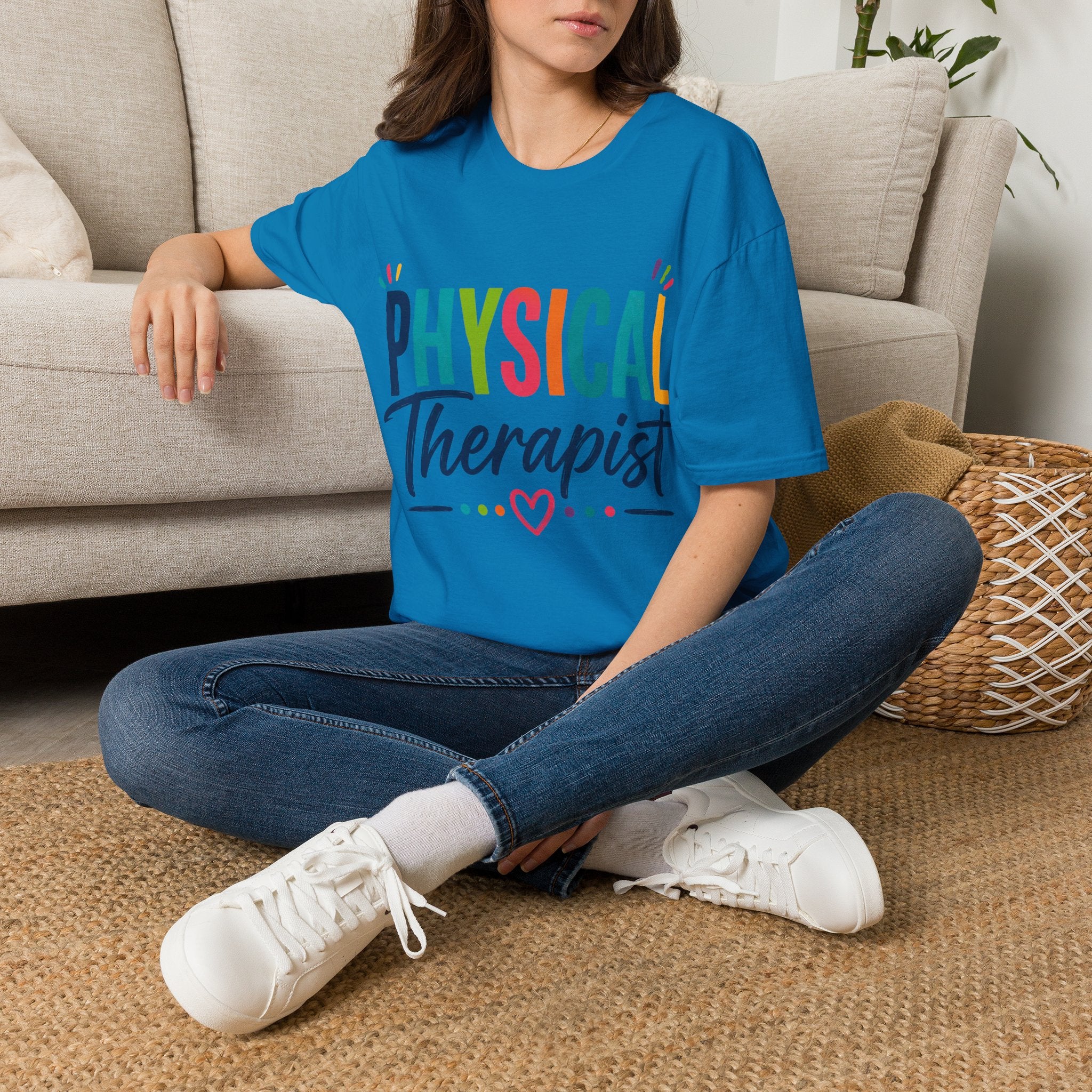 Physical Therapist Shirt | Colorful Typography Heart T-Shirt | Physical Therapy Gift | Healthcare Professional Apparel | Therapist Shirt