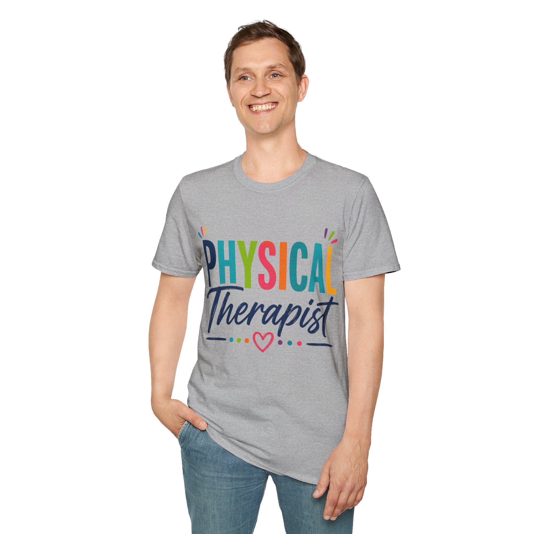 Physical Therapist Shirt | Colorful Typography Heart T-Shirt | Physical Therapy Gift | Healthcare Professional Apparel | Therapist Shirt