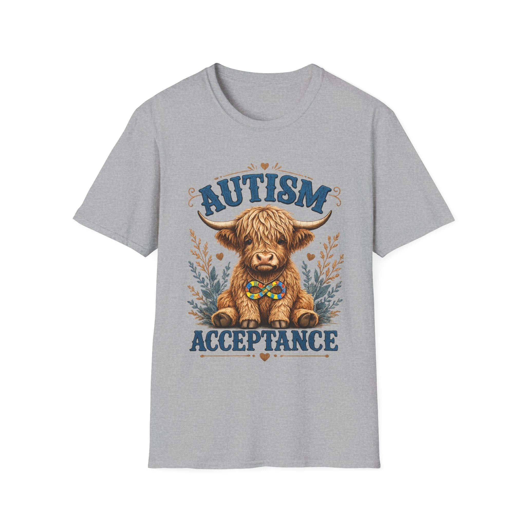 Autism Acceptance Highland Cow T-Shirt | Awareness, Support
