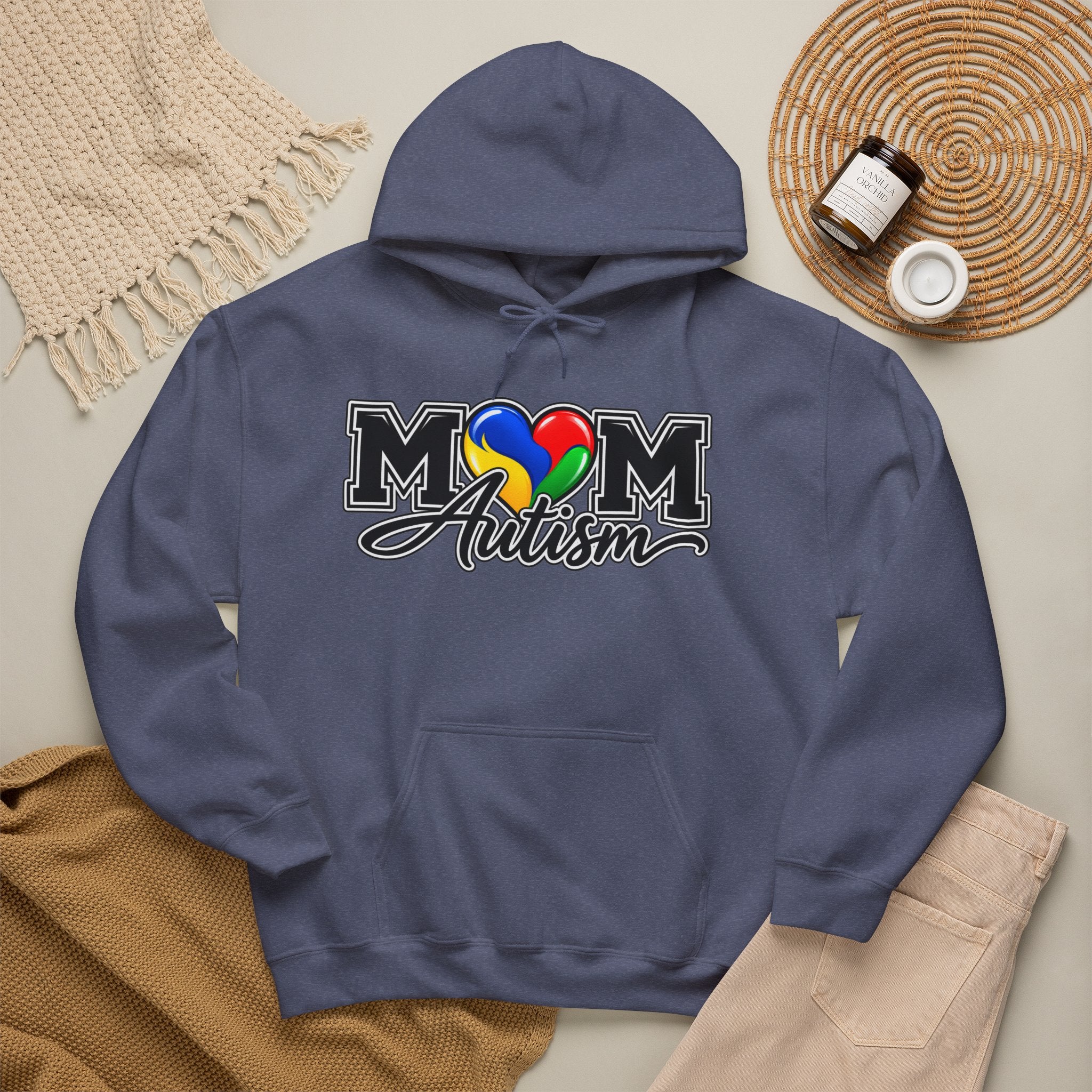 Mom Autism Heart Puzzle Hoodie, Autism Awareness Sweatshirt, Autism Mom Gift Crewneck, Autism Acceptance Family Apparel