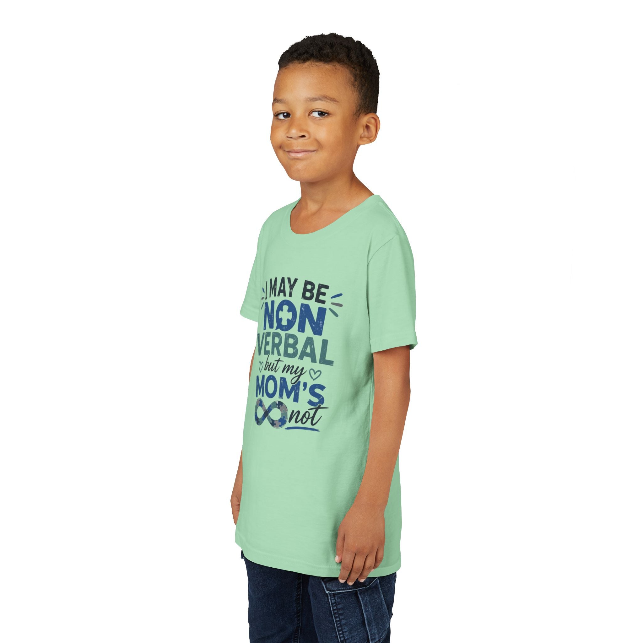 I May Be Nonverbal but My Moms Not Youth Tee | Autism Awareness