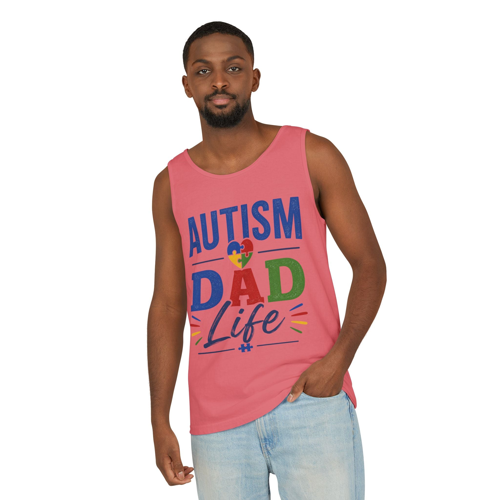 Autism Dad Life Tank Top | Awareness Puzzle Heart, Father Support