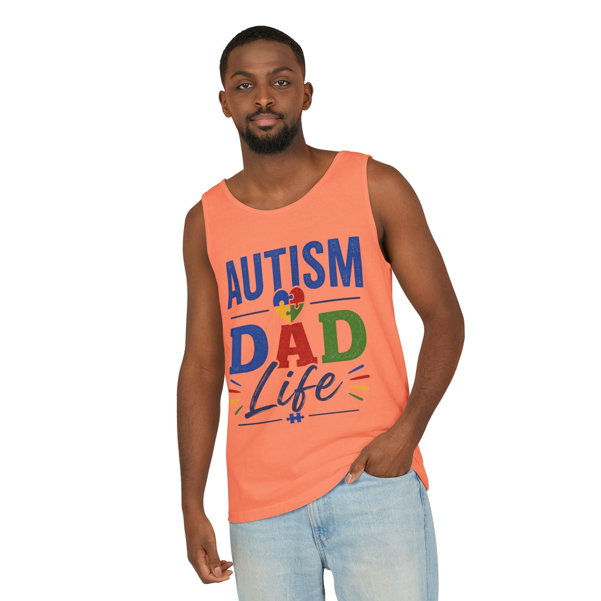 Autism Dad Life Tank Top | Awareness Puzzle Heart, Father Support