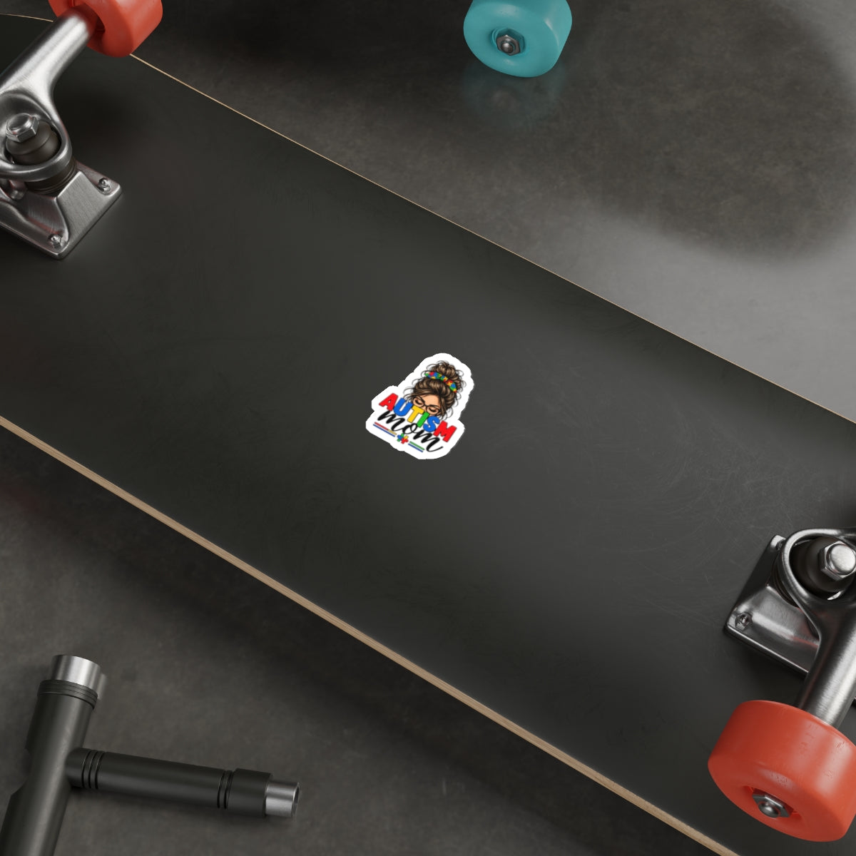 Autism Mom Die-Cut Sticker | Mom with Messy Bun, Puzzle Piece Awareness
