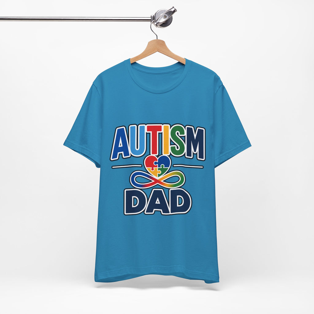 Autism Dad Shirt | Proud Autism Father T-Shirt | Colorful Puzzle Heart Infinity Design | Autism Awareness Gift for Dad | Autism Acceptance Tee