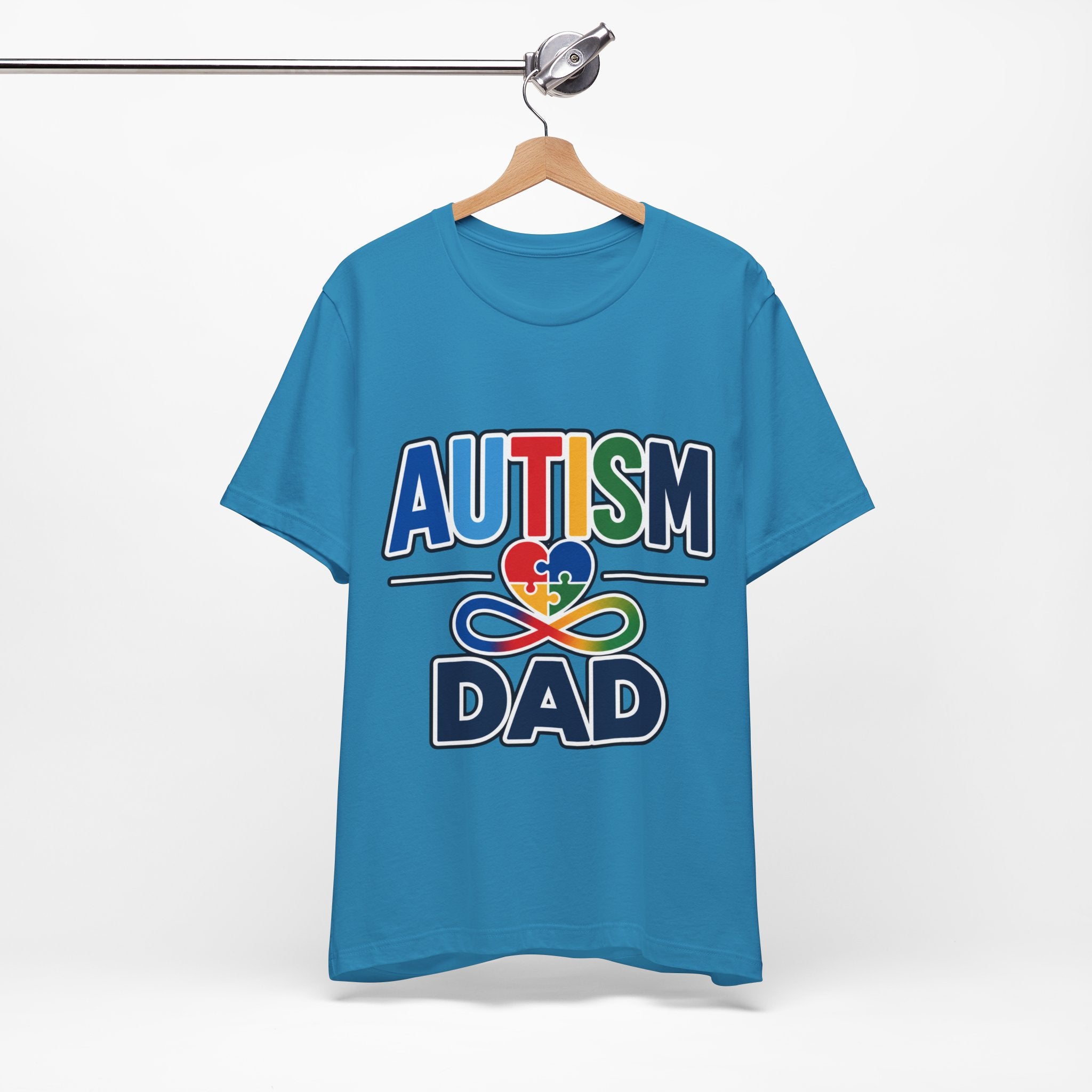Autism Dad Shirt | Proud Autism Father T-Shirt | Colorful Puzzle Heart Infinity Design | Autism Awareness Gift for Dad | Autism Acceptance Tee