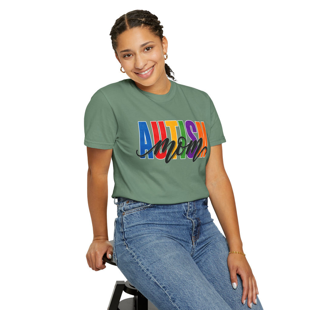 Autism Mom Shirt Autism Mom T Shirt Rainbow Block Letter Tee Script Mom Graphic Autism Awareness Autism Acceptance Gift for Mom