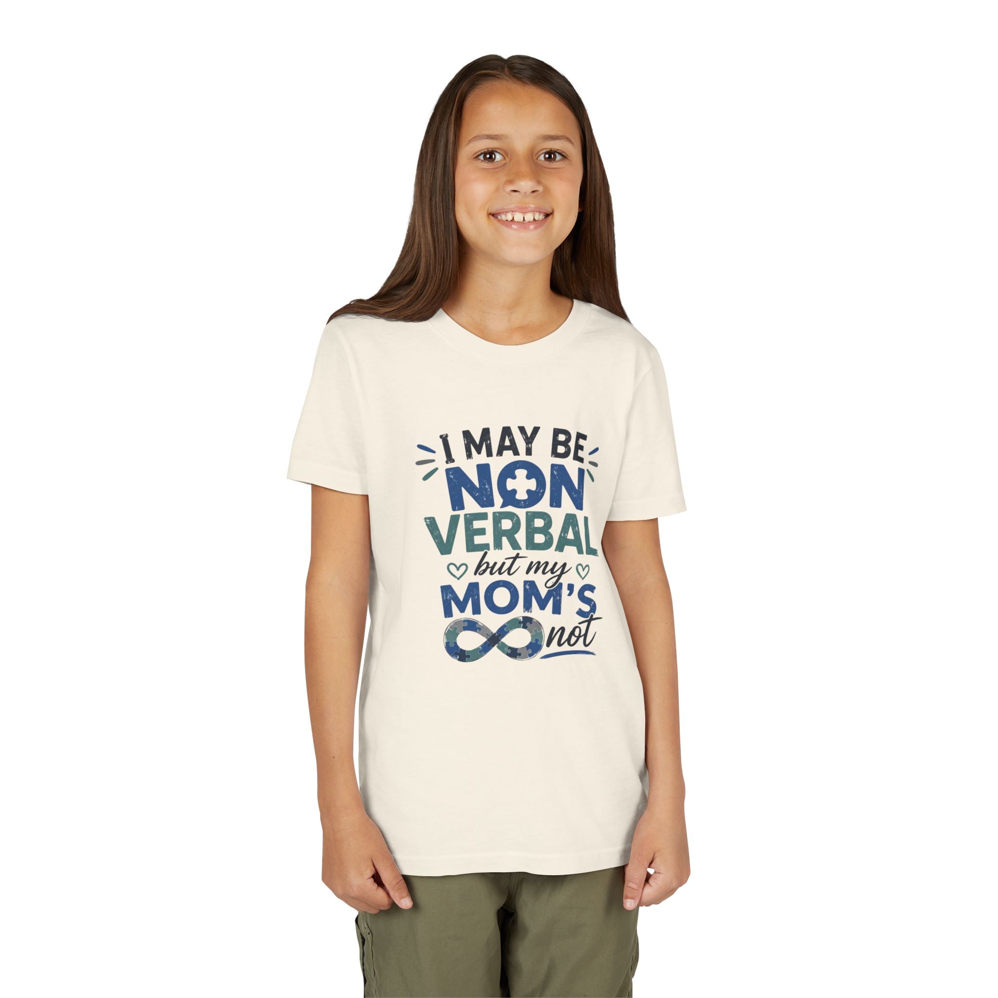 I May Be Nonverbal but My Moms Not Youth Tee | Autism Awareness