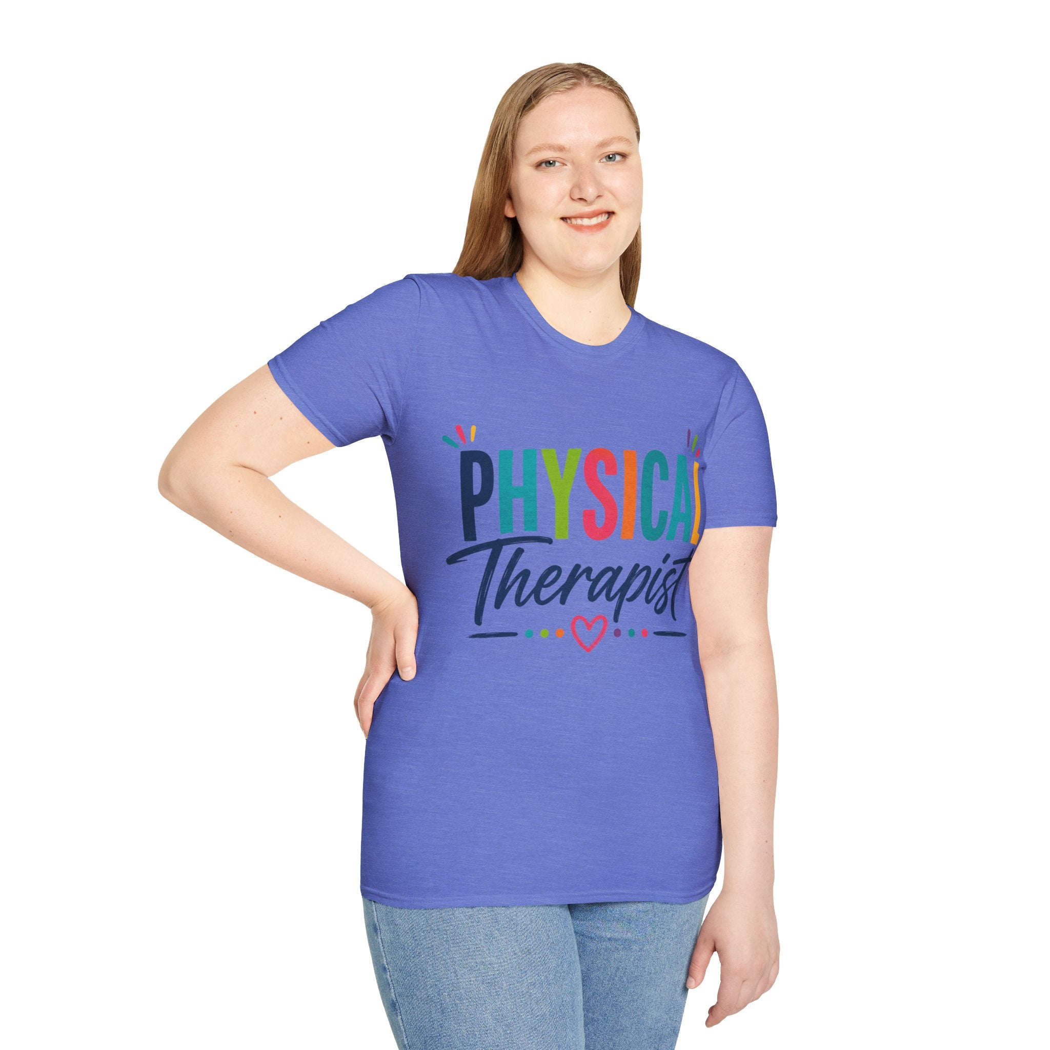 Physical Therapist Shirt | Colorful Typography Heart T-Shirt | Physical Therapy Gift | Healthcare Professional Apparel | Therapist Shirt