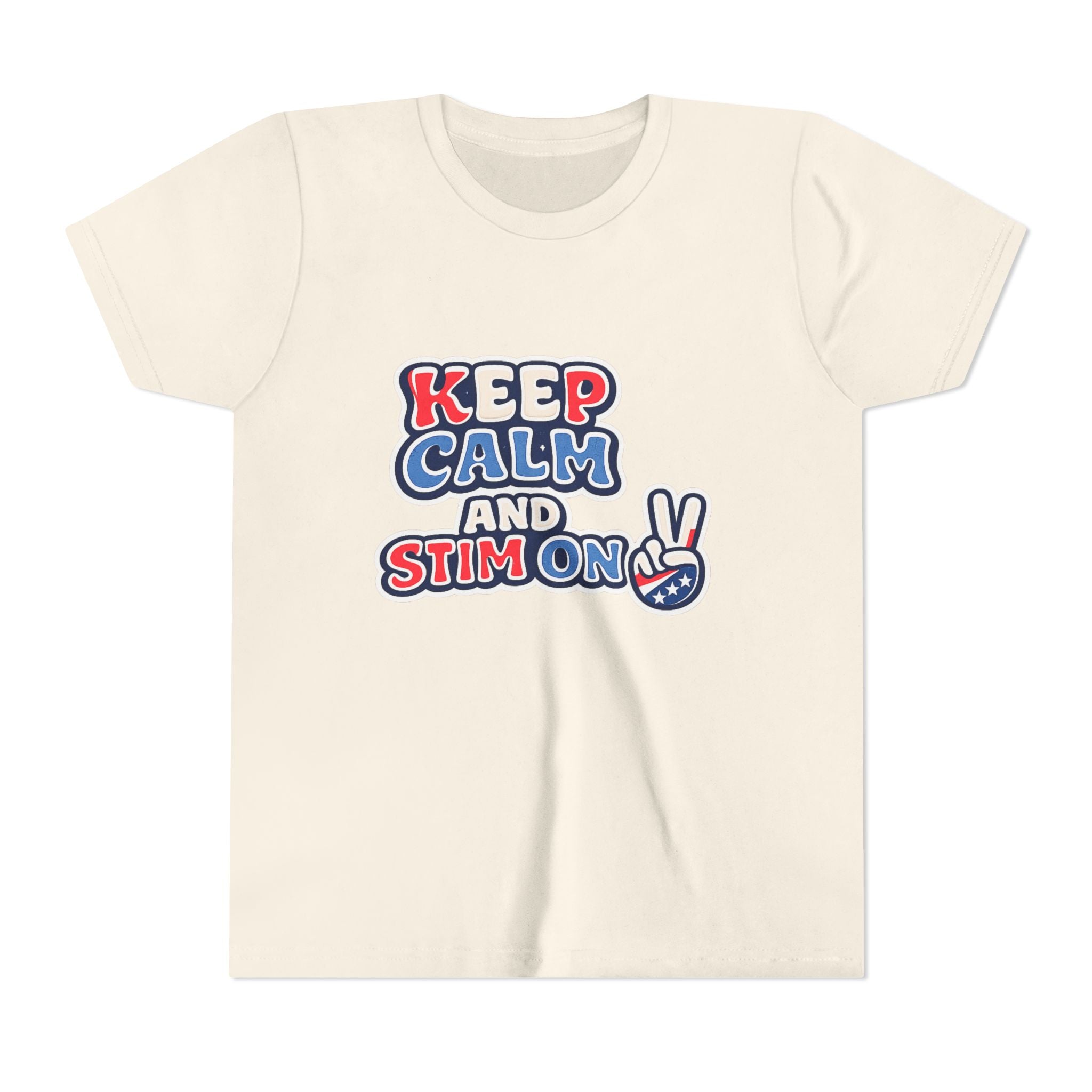 Keep Calm and Stim On Youth Shirt Autism Awareness T Shirt Peace Sign Tee Neurodivergent Kids Sensory Shirt Special Needs Gift