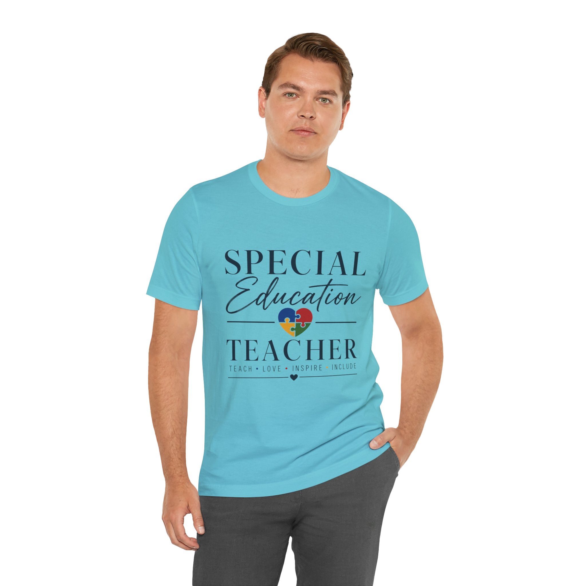 Special Education Teacher Shirt | Teach Love Inspire T-Shirt | Puzzle Heart Graphic Tee | Autism Acceptance Gift | Inclusive Teacher