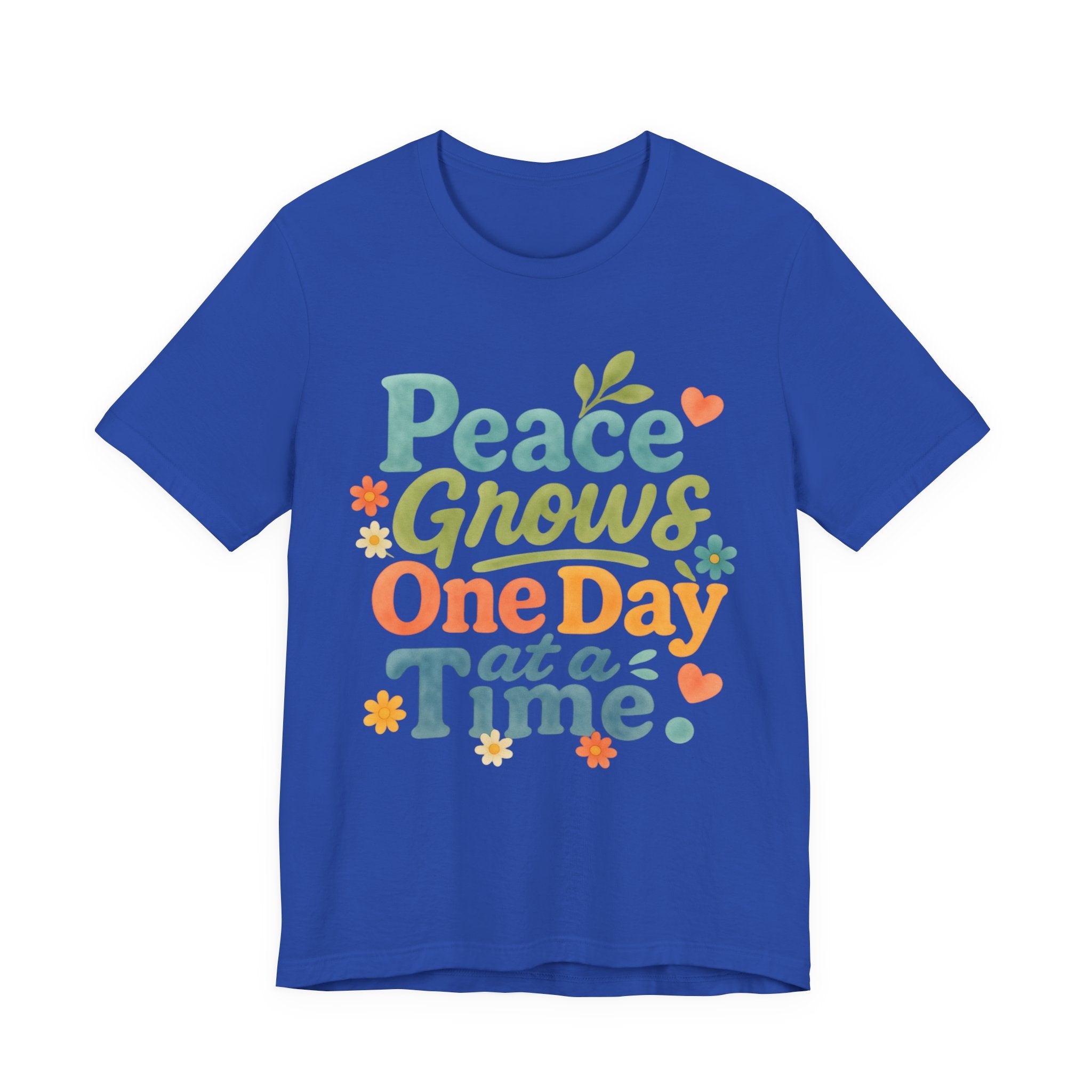Peace Grows One Day at a Time Tee | Positive Quote Floral Typography