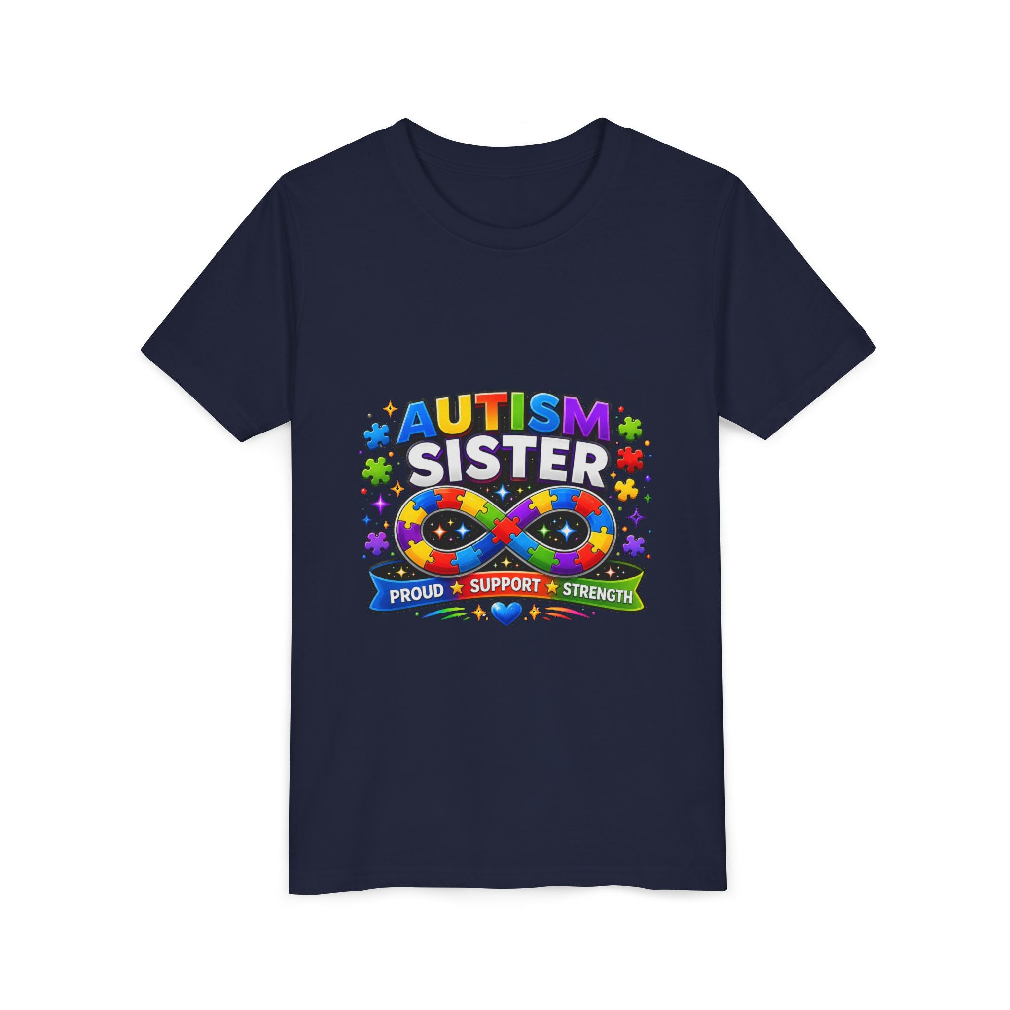 Autism Sister Shirt | Autism Sibling Tee | Infinity Puzzle Shirt | Proud Support Strength | Autism Acceptance Gift for Sister