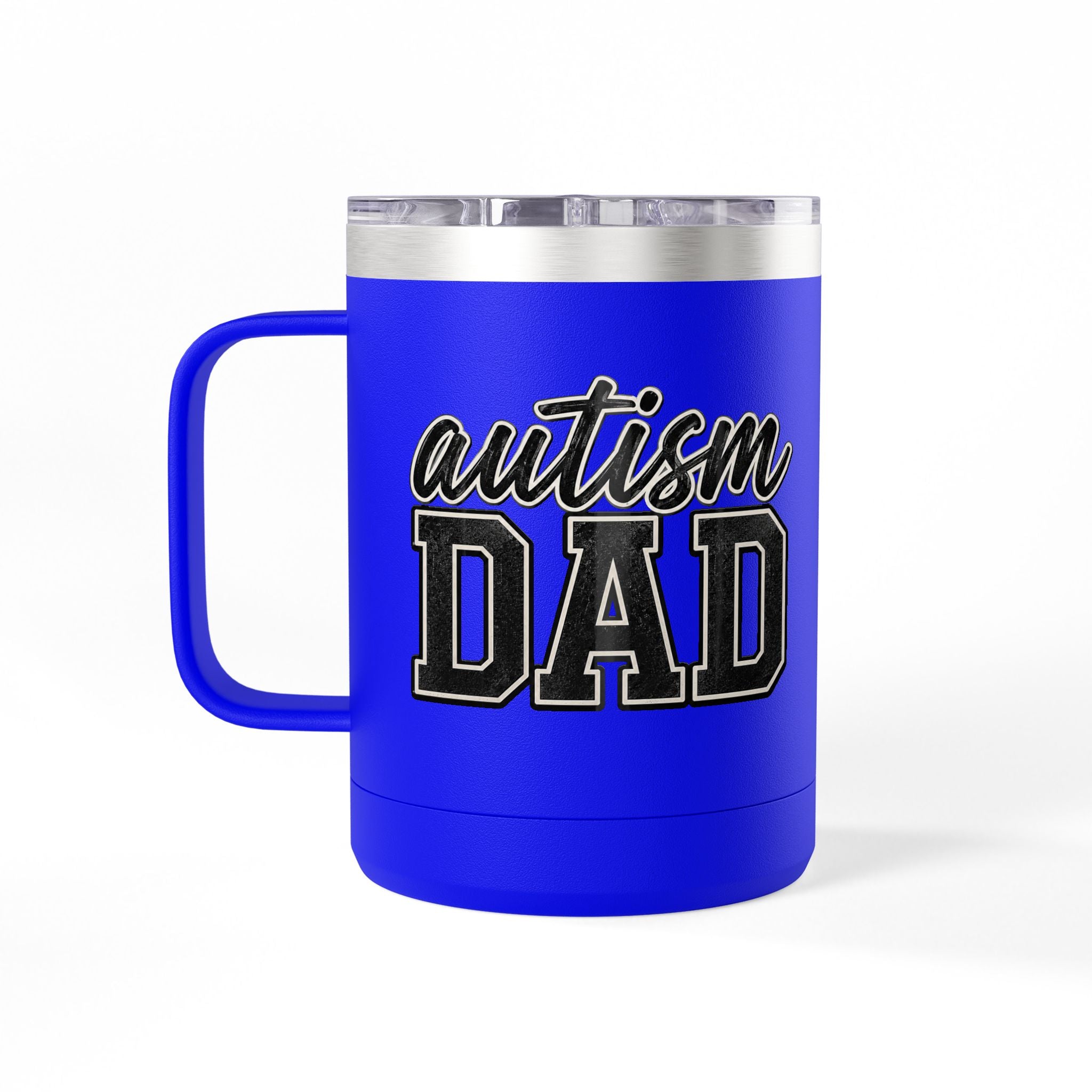 Autism Dad Minimalist Script & Block Logo Mug | 15oz Insulated Tumbler