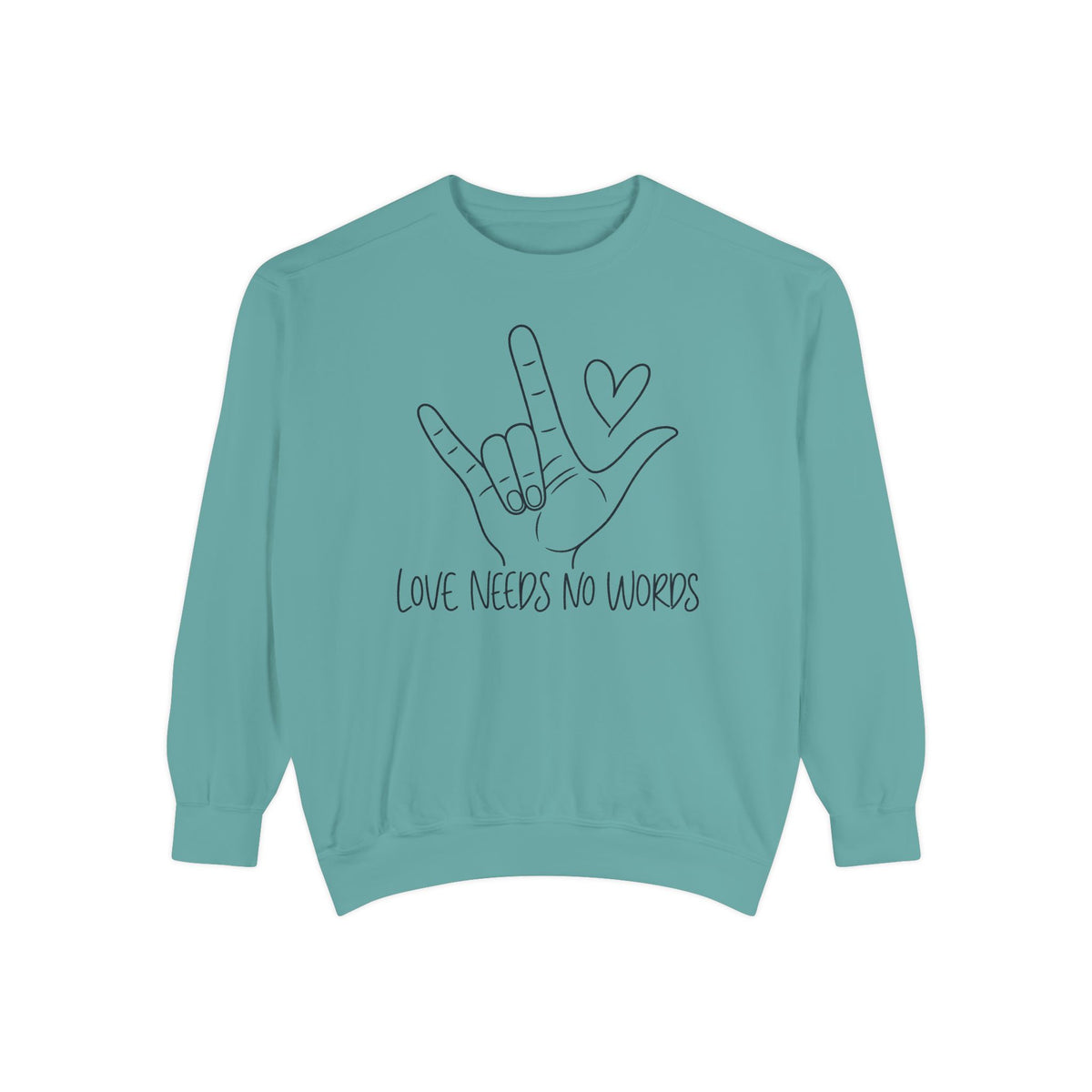 ASL Love Hand Sign Sweatshirt, Love Needs No Words Minimalist Line Art Hoodie, Autism Acceptance Sign Language Shirt, Nonverbal Gift